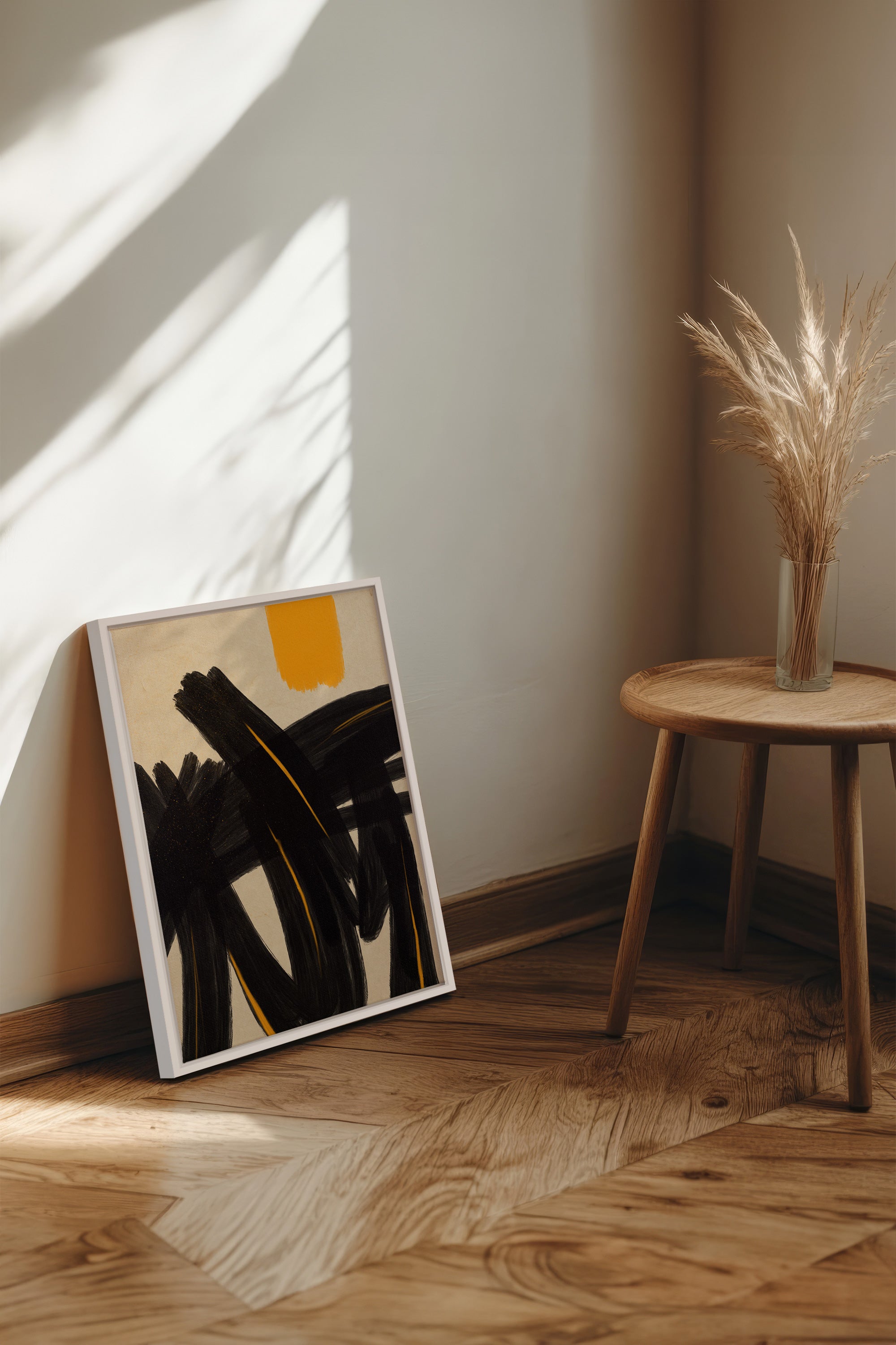 SOLAR MOTION, Artwork on stretched canvas, framed in white