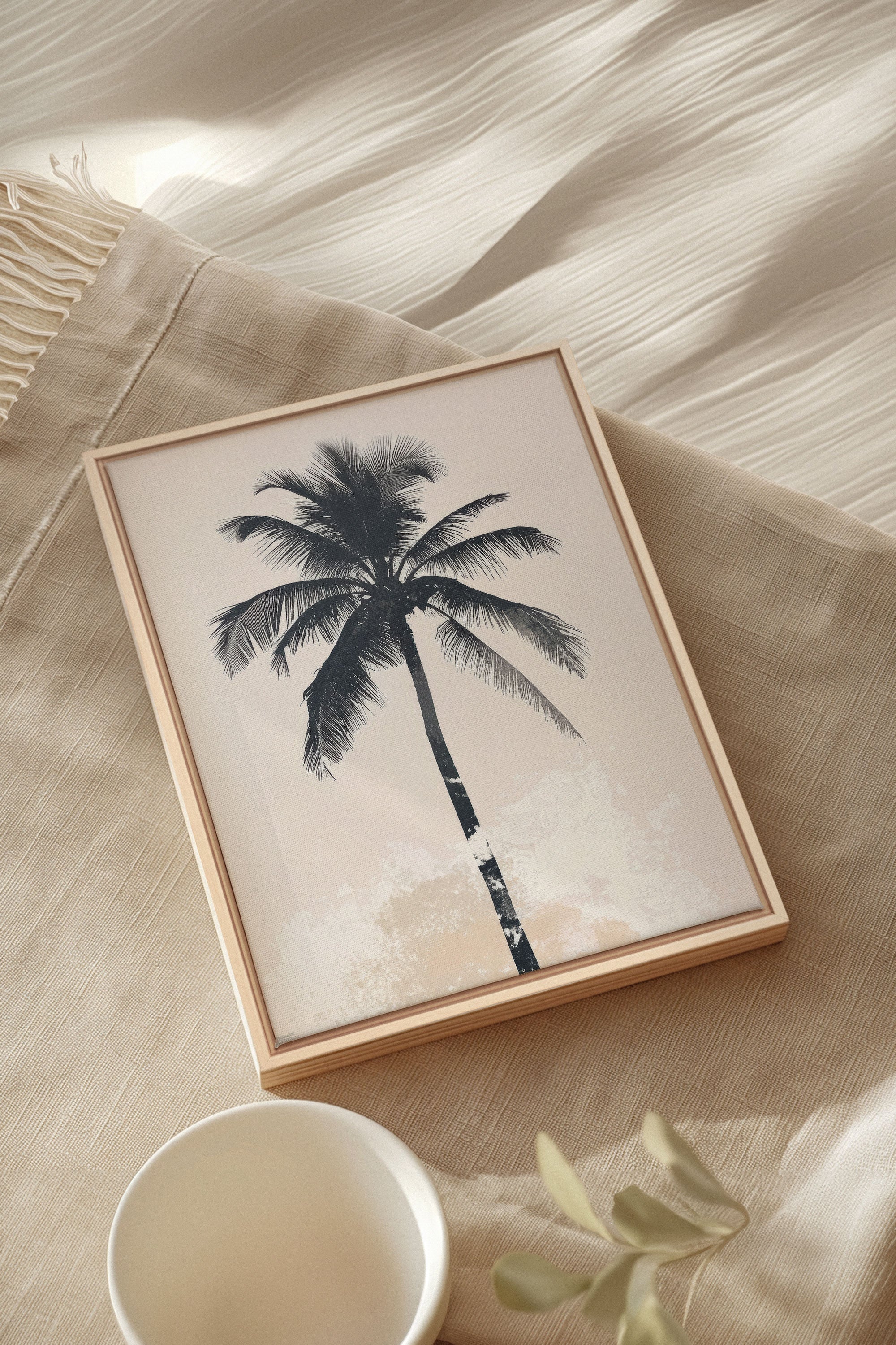 OLEKA CANVAS - PALM BLISS, Oeuvre sur toile étirée, encadré Naturel Clair