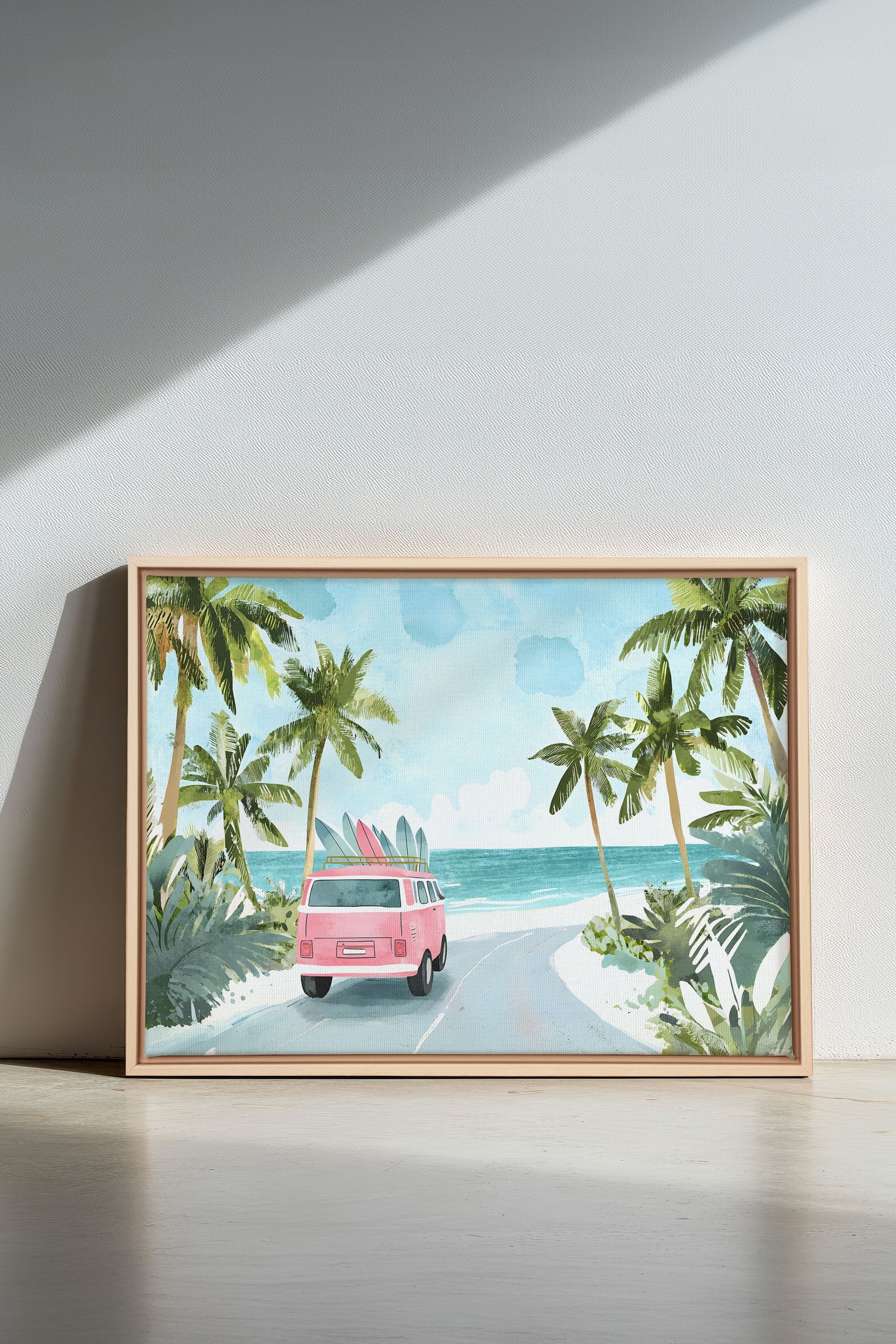 OLEKA CANVAS - DESTINATION SOLEIL, Oeuvre sur toile étirée, encadré Naturel Clair