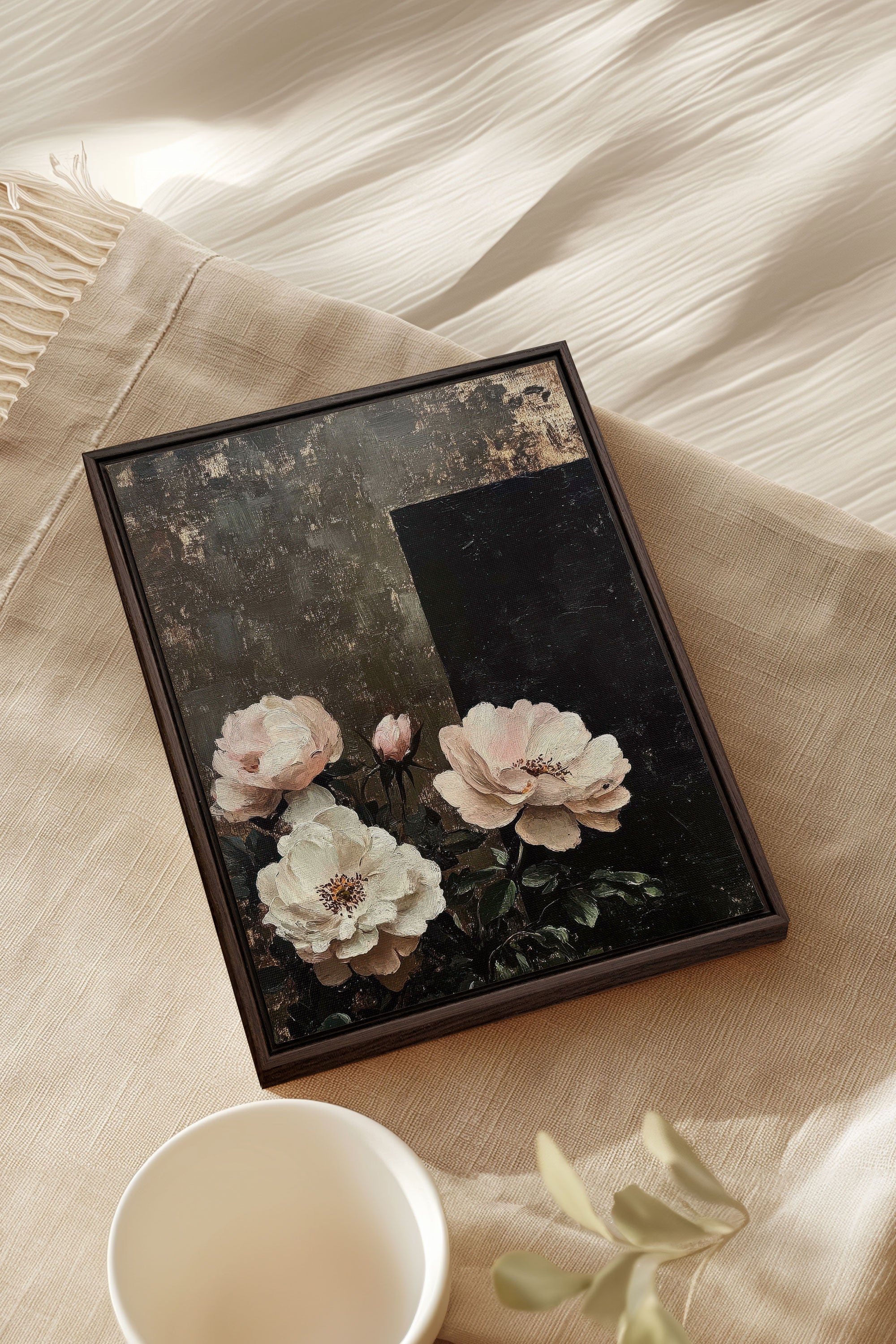 OLEKA CANVAS - HIDDEN LIGHT, Oeuvre sur toile étirée, encadré Brun Noyer