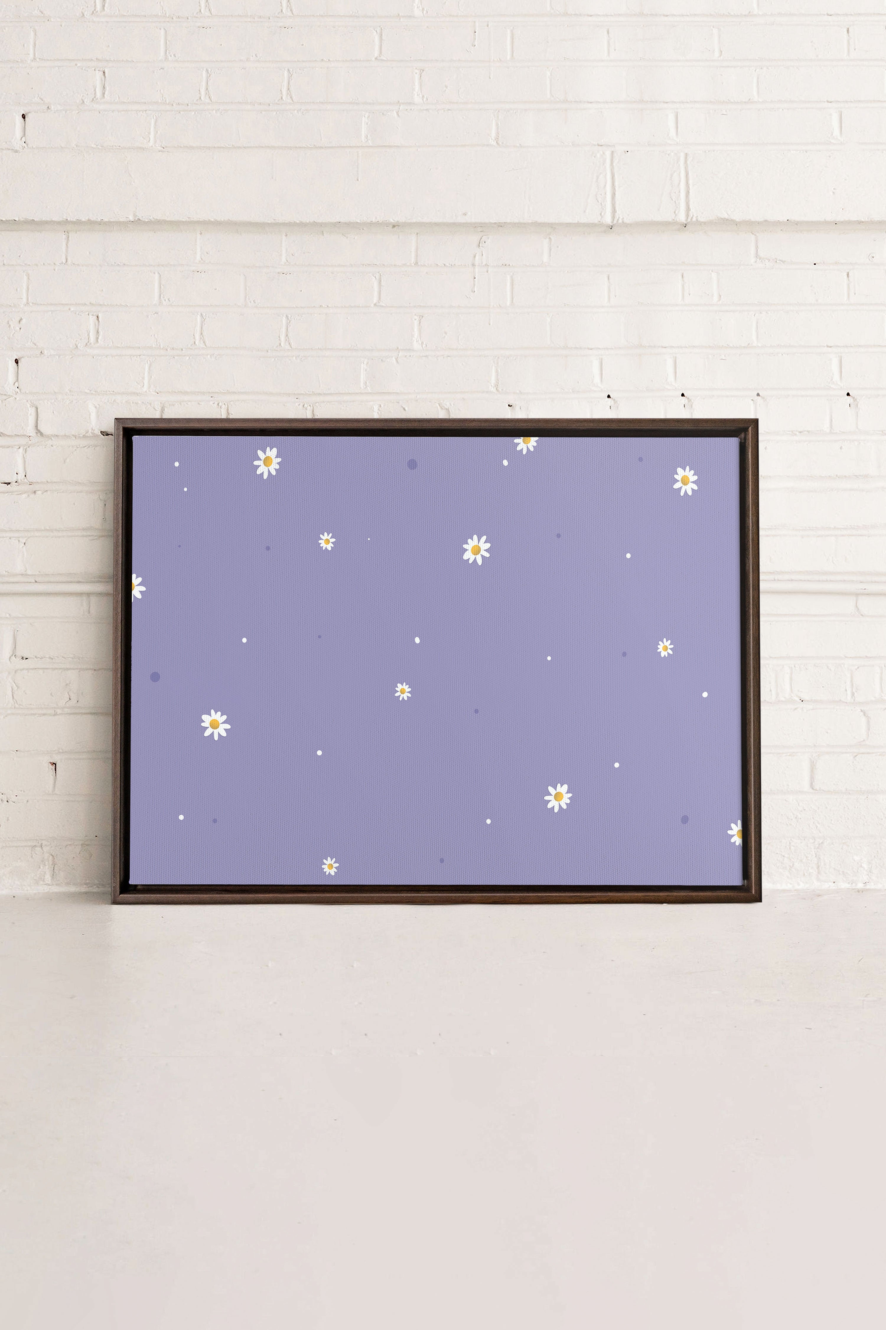 OLEKA CANVAS - FLEURS DE LUNE, Oeuvre sur toile étirée, encadré Brun Noyer