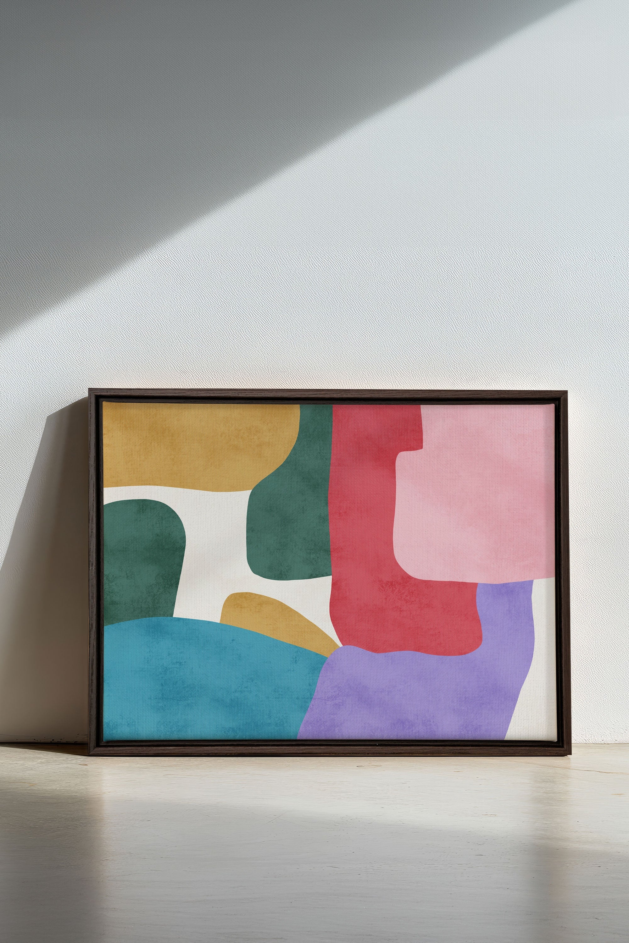OLEKA CANVAS - SOFT MOSAIC, Oeuvre sur toile étirée, encadré Brun Noyer