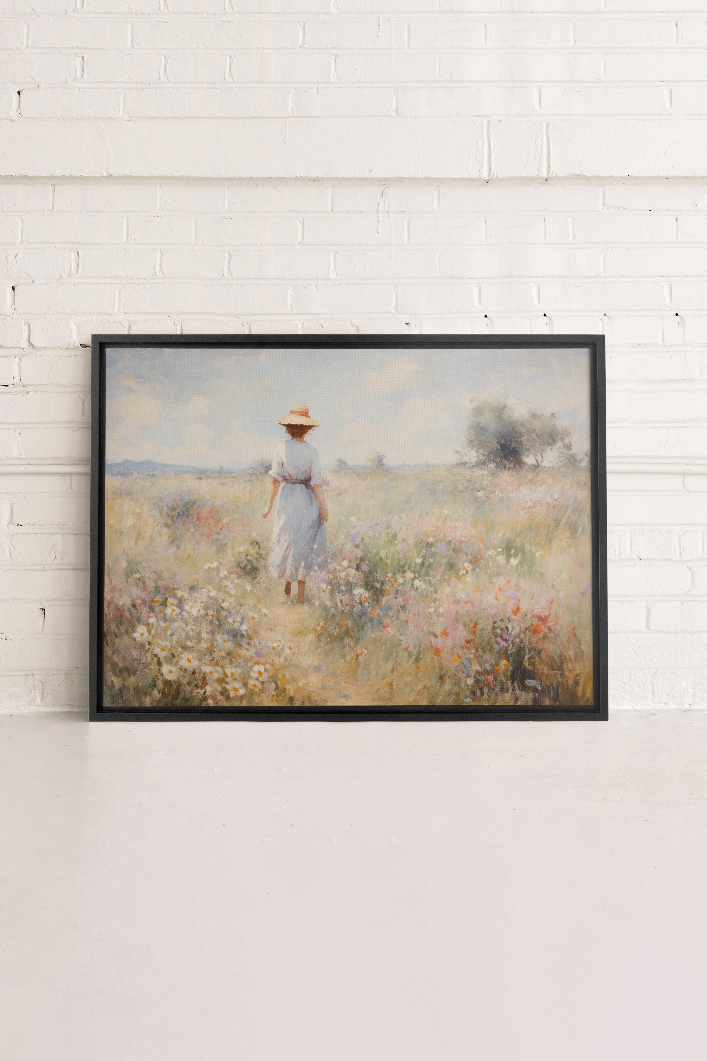 OLEKA CANVAS - Pastel Meadows, Oeuvre sur toile étirée, encadré Noir