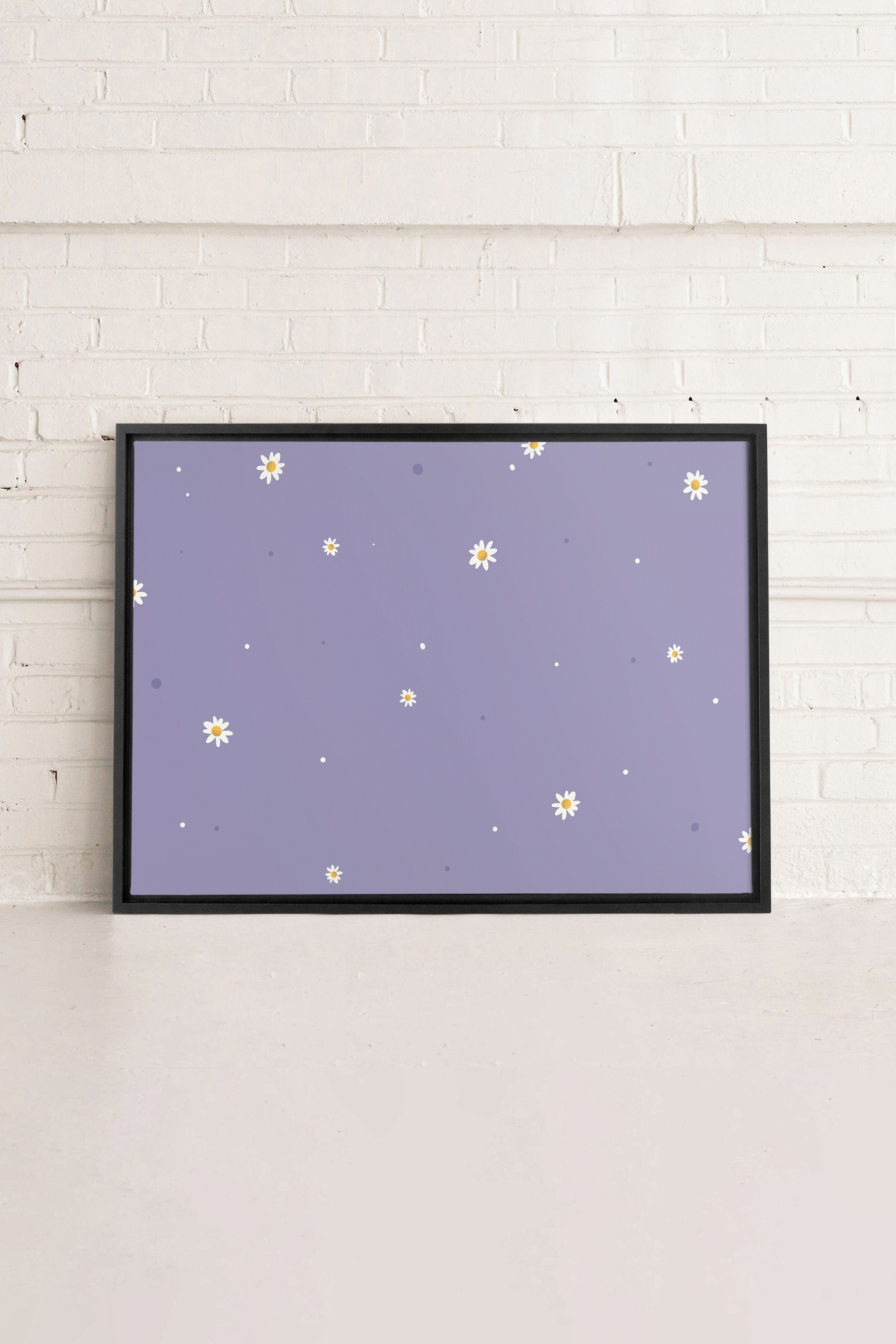 OLEKA CANVAS - FLEURS DE LUNE, Oeuvre sur toile étirée, encadré Noir