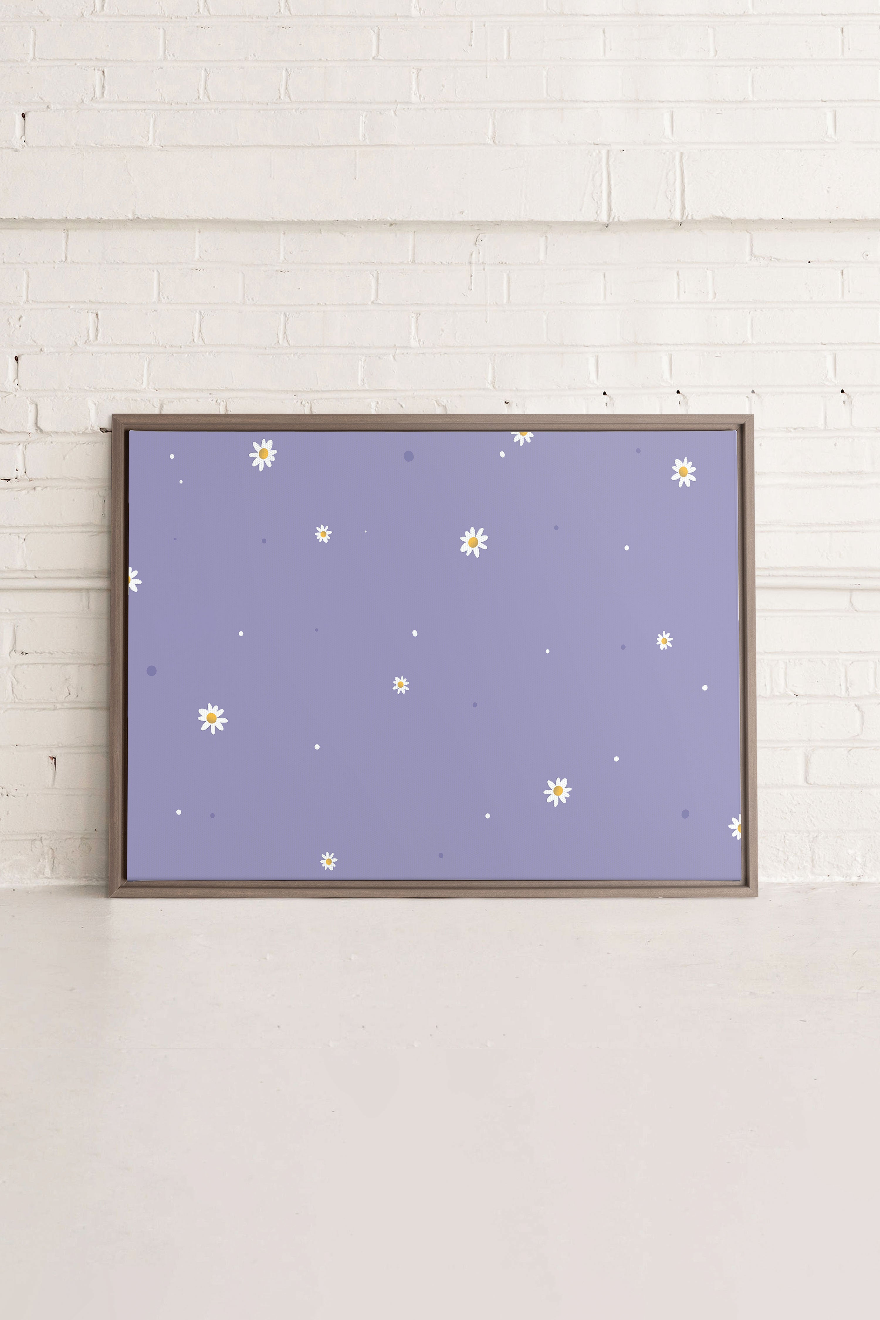 OLEKA CANVAS - FLEURS DE LUNE, Oeuvre sur toile étirée, encadré Brun Chêne