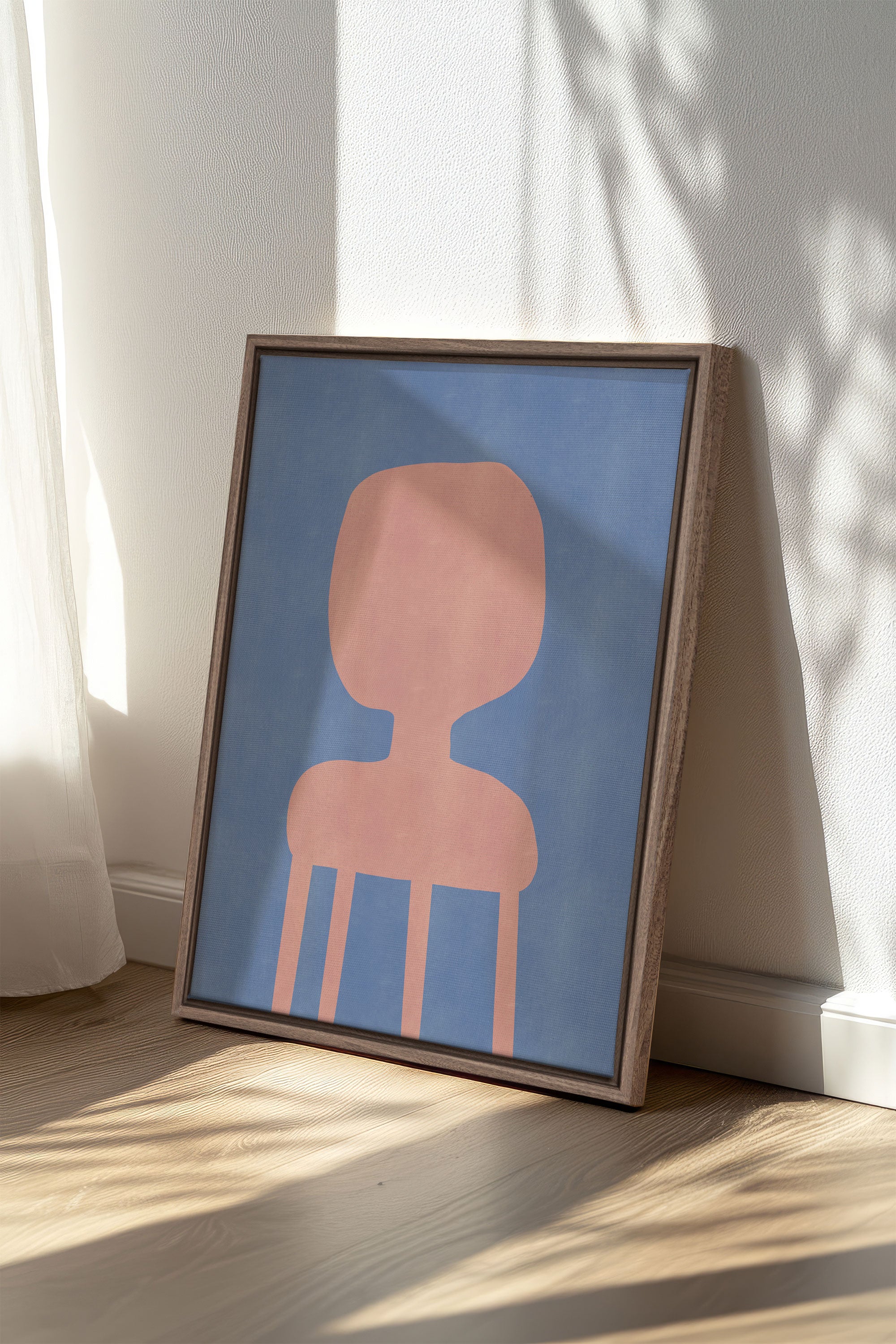 OLEKA CANVAS - THE PINK CHAIR, Oeuvre sur toile étirée, encadré Brun Chêne