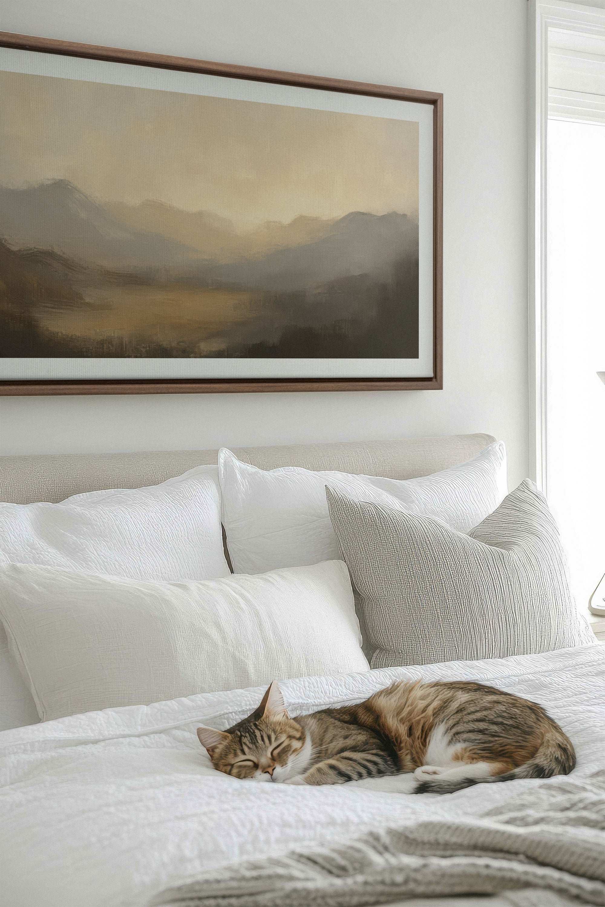 OLEKA CANVAS - SOFT GLOW, Oeuvre sur toile étirée, encadré Brun Chêne