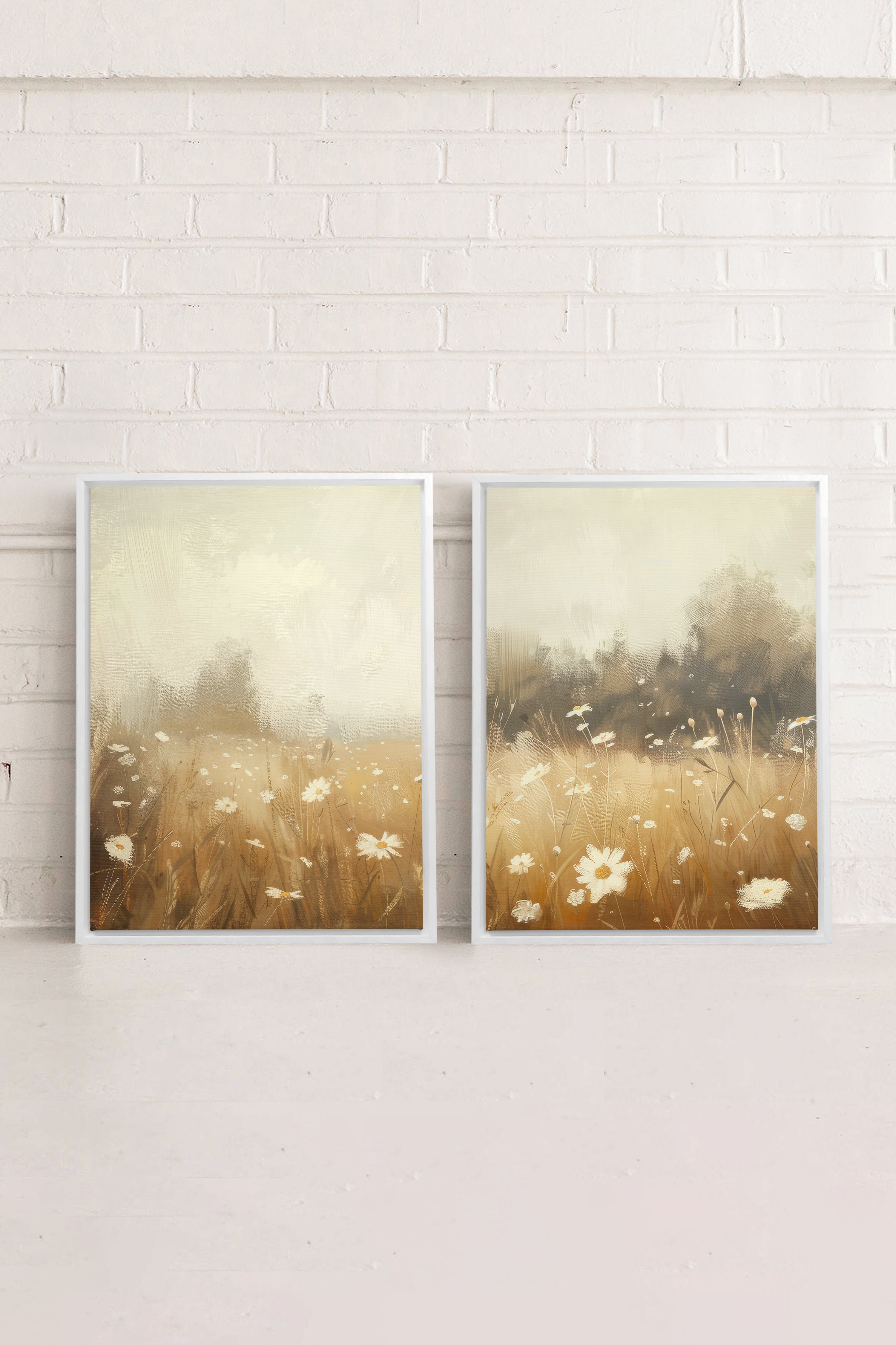 COMBINAISON DAISY BREEZE, 2 Works on stretched canvas, framed in white