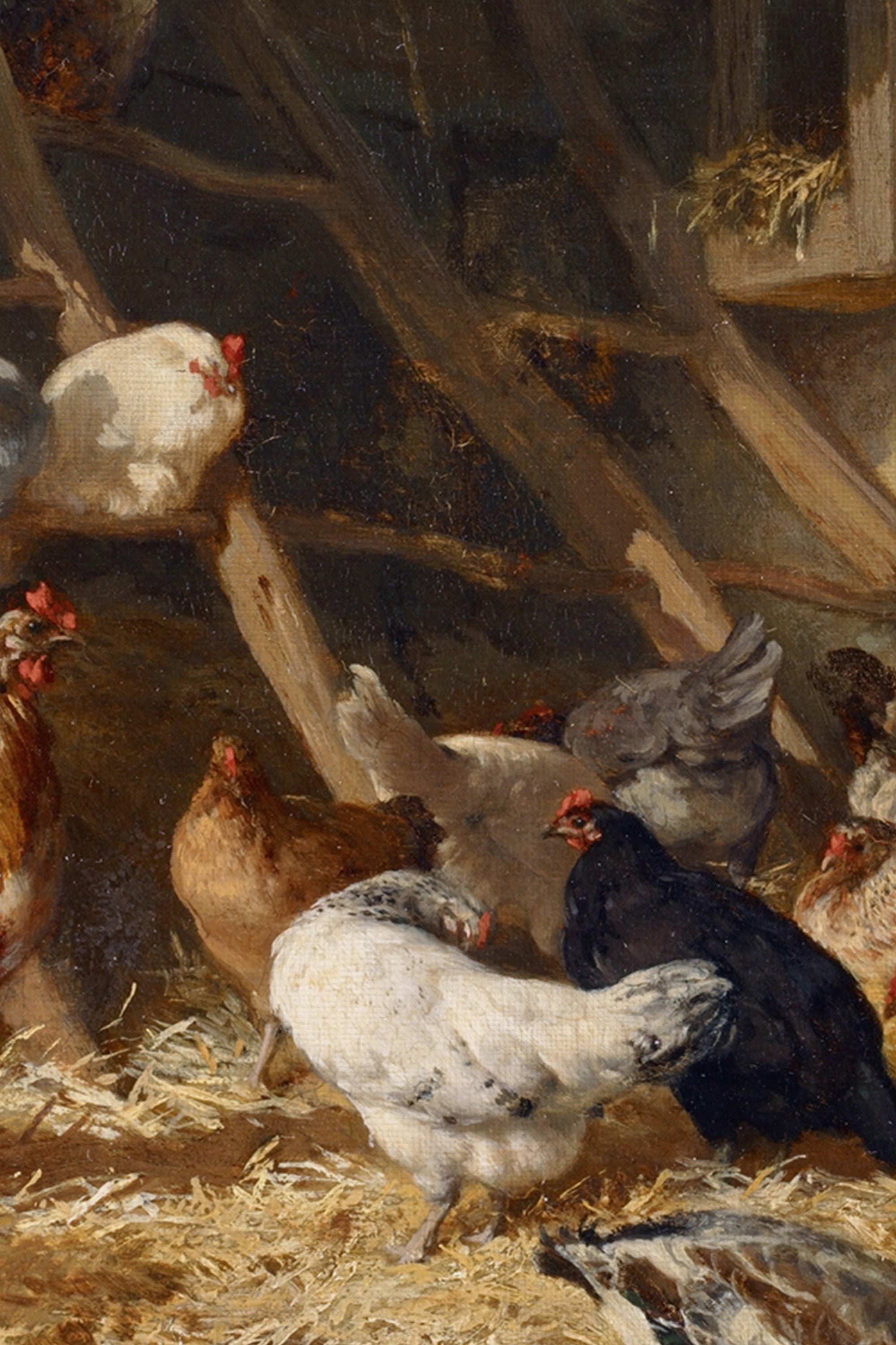 ÉVEIL DE LA FERME, Artwork on rigid canvas, framed in Vintage Gold