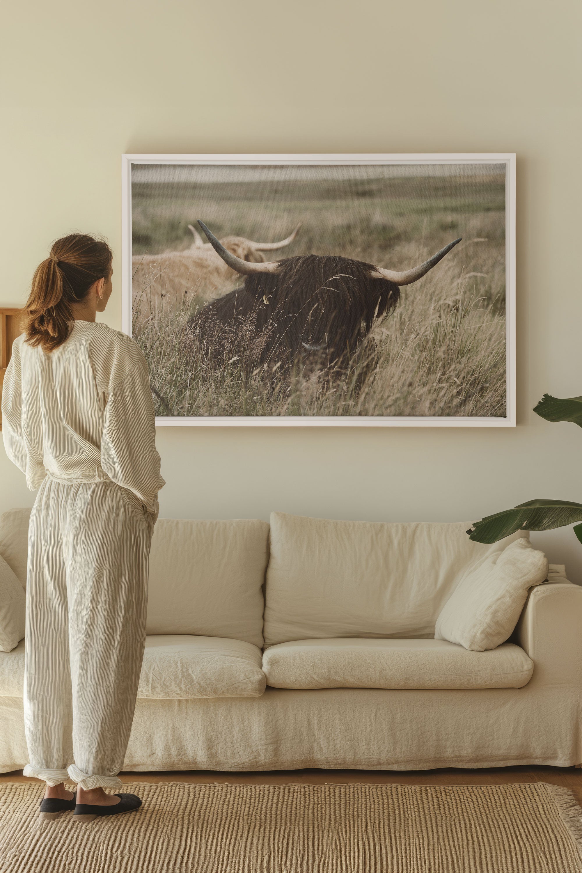 HIGHLAND SPIRIT, Artwork on stretched canvas, framed in white