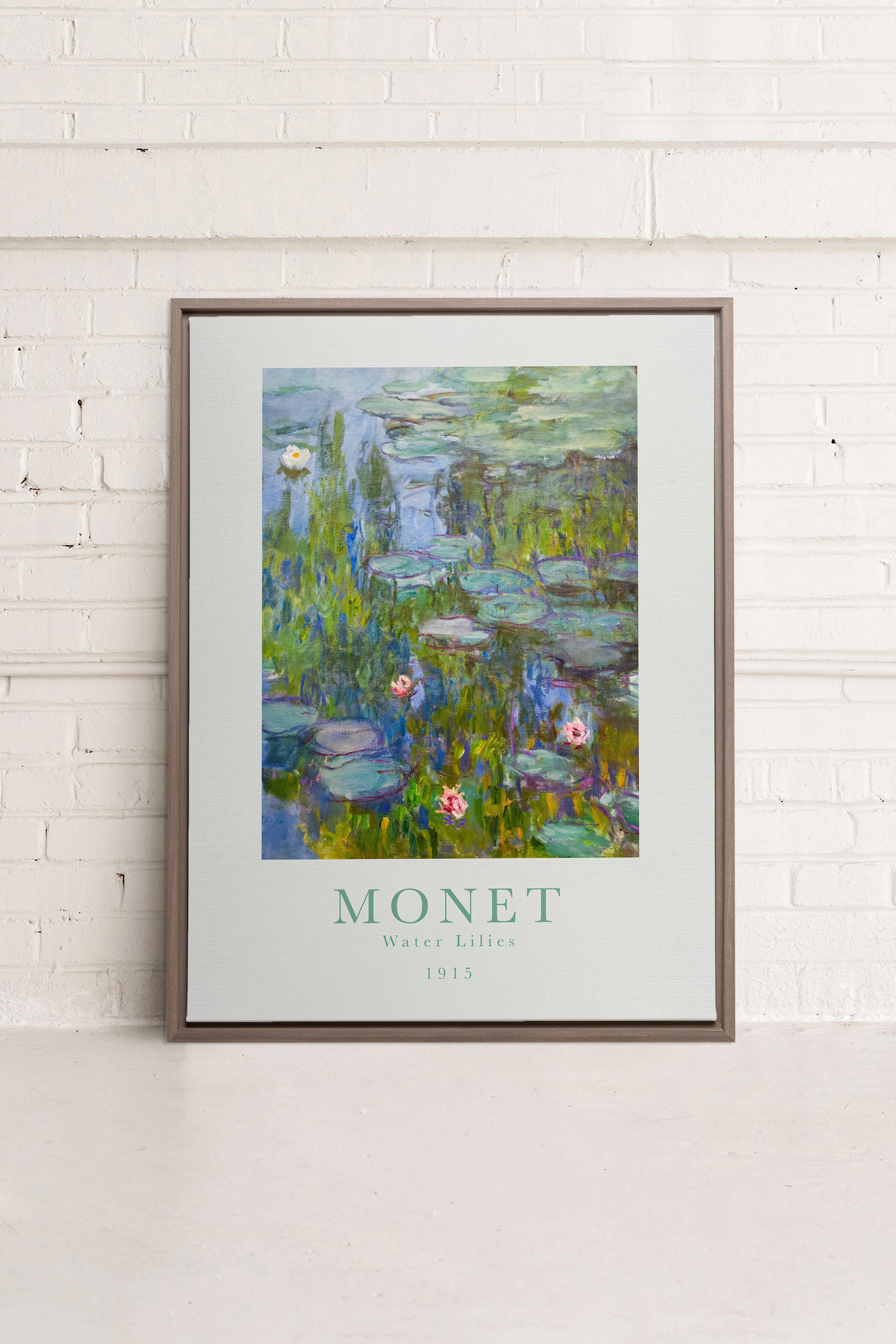 OLEKA CANVAS - WATER LILIES, Oeuvre sur toile étirée, encadré Brun Chêne