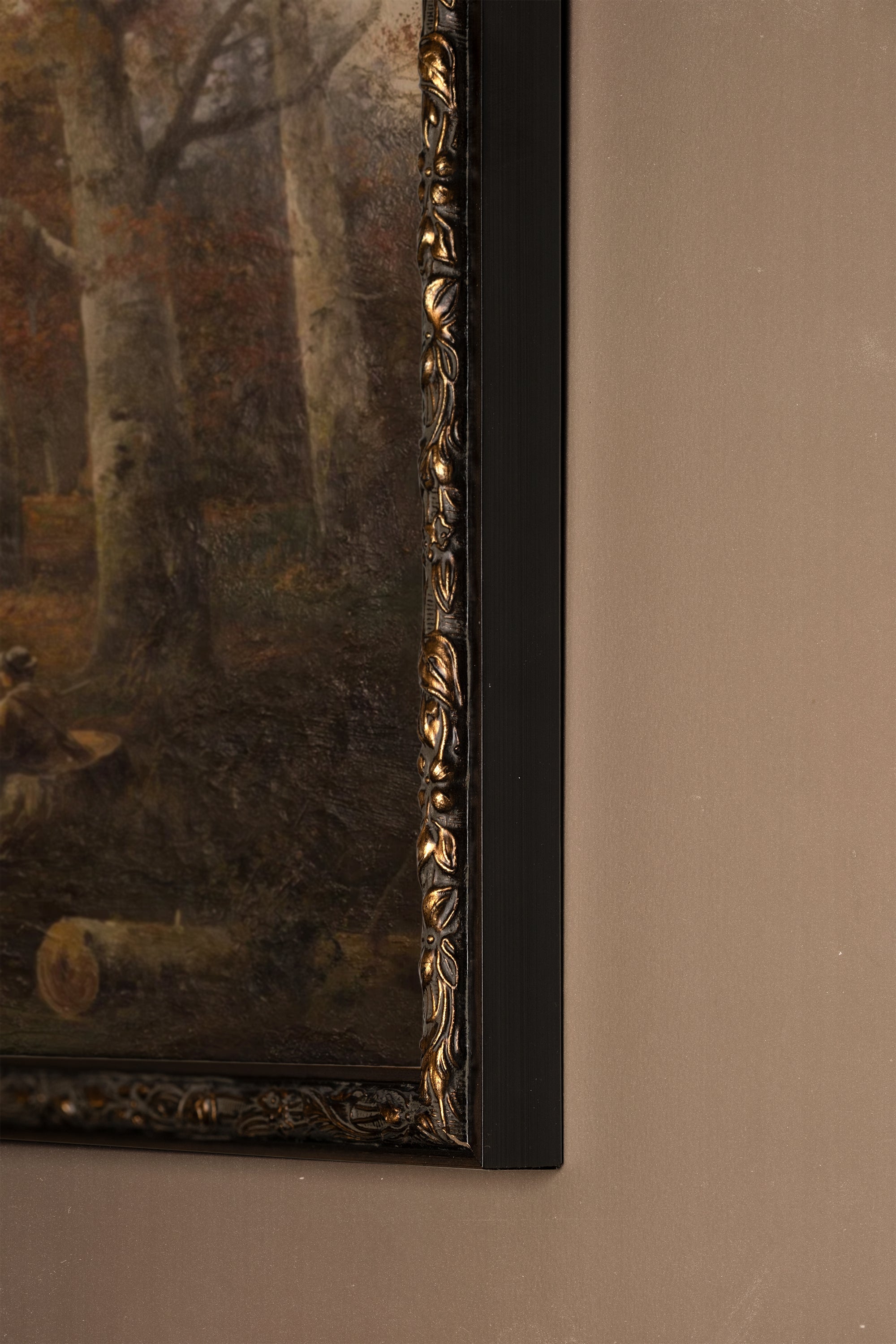 SOUS LES ARBRES DORÉS, Artwork on rigid canvas, framed in Vintage Bronze