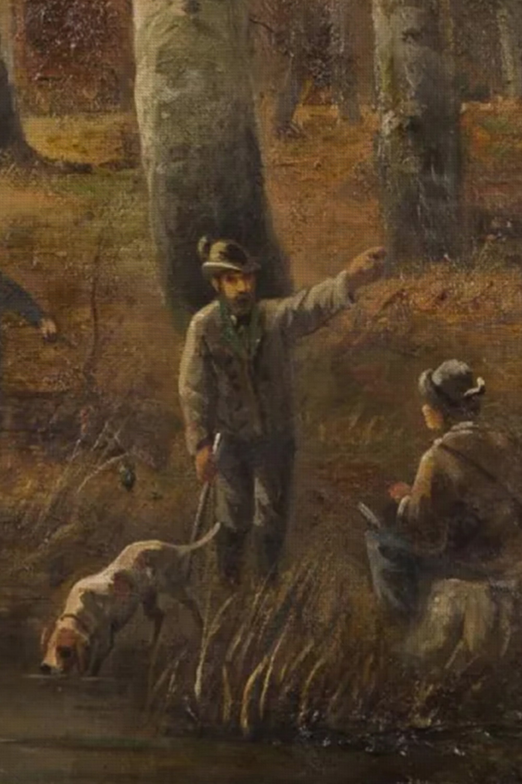 SOUS LES ARBRES DORÉS, Artwork on rigid canvas, framed in Vintage Bronze