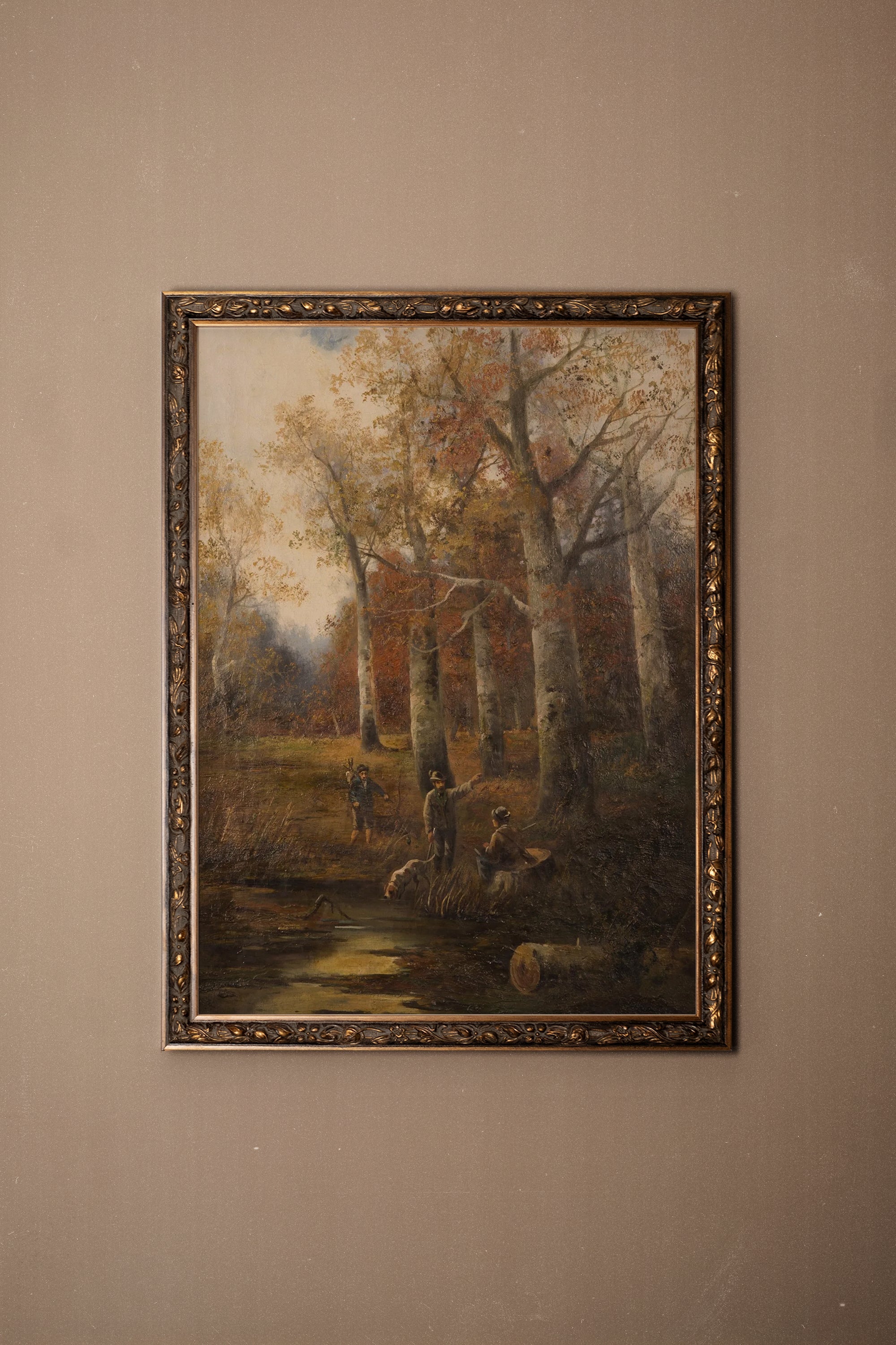 SOUS LES ARBRES DORÉS, Artwork on rigid canvas, framed in Vintage Bronze