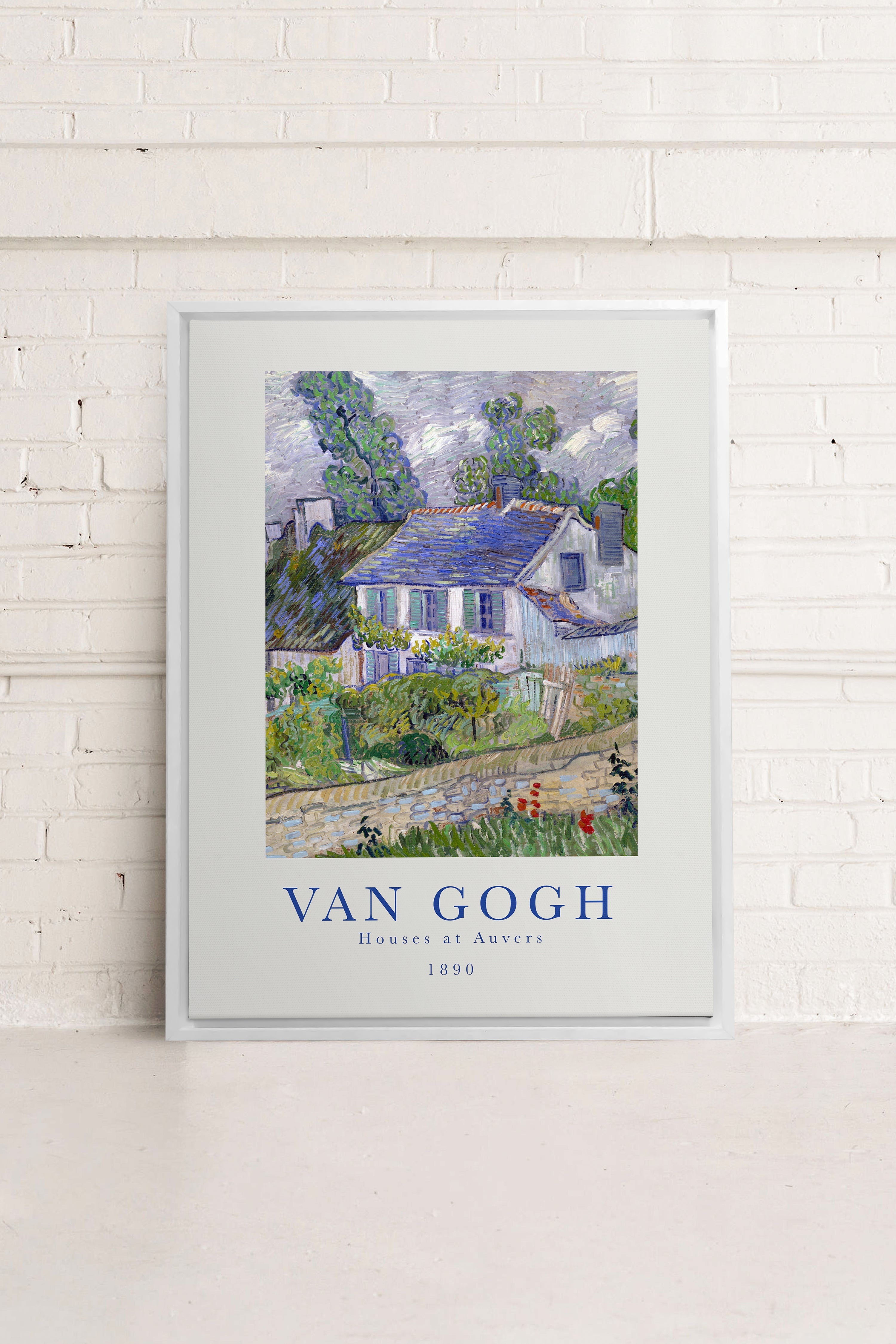 OLEKA CANVAS - HOUSES AT AUVERS, Oeuvre sur toile étirée, encadré Blanc