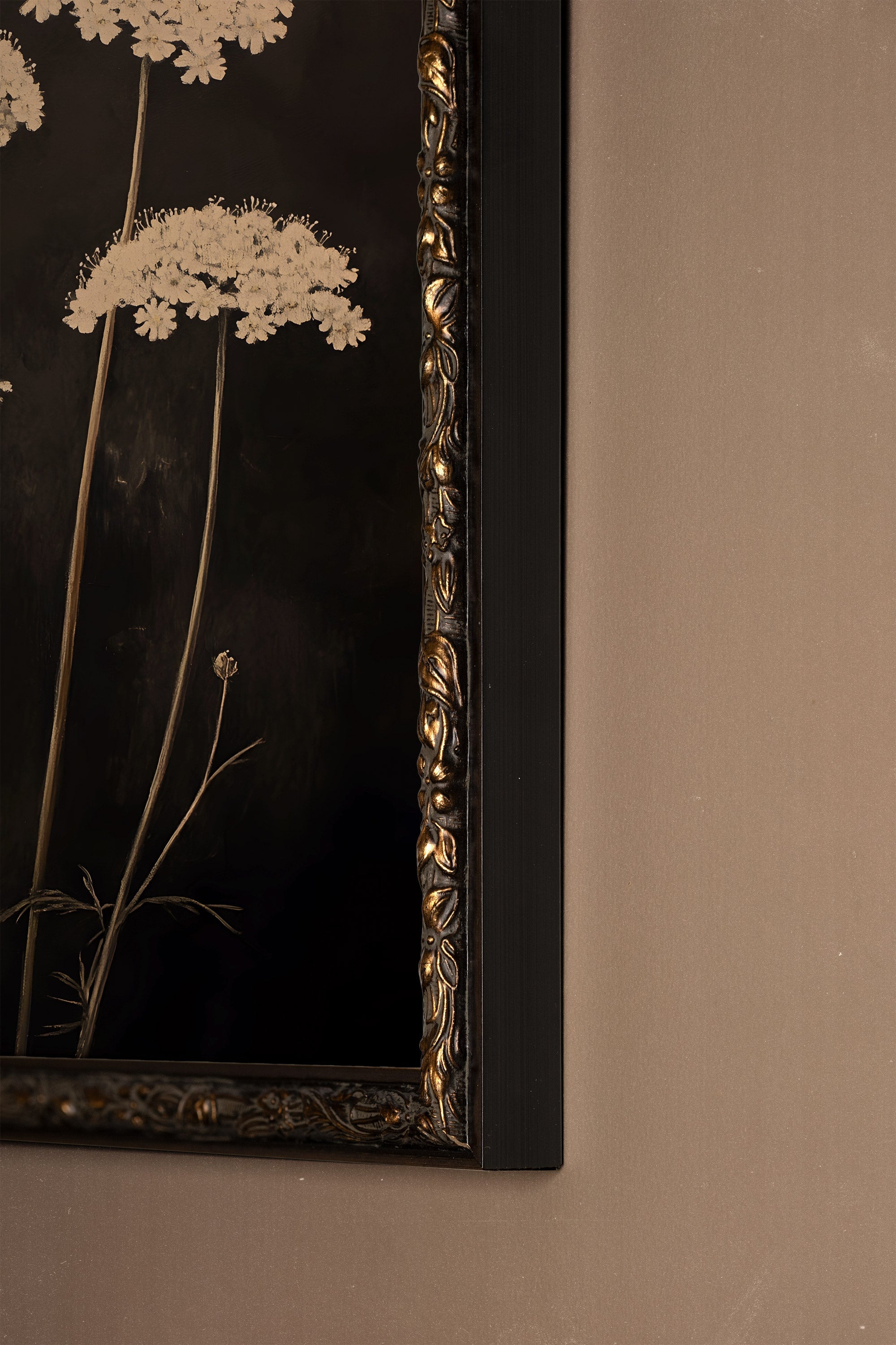 FLEURS DE MINUIT, Oeuvre sur toile rigide, encadré Vintage Bronze