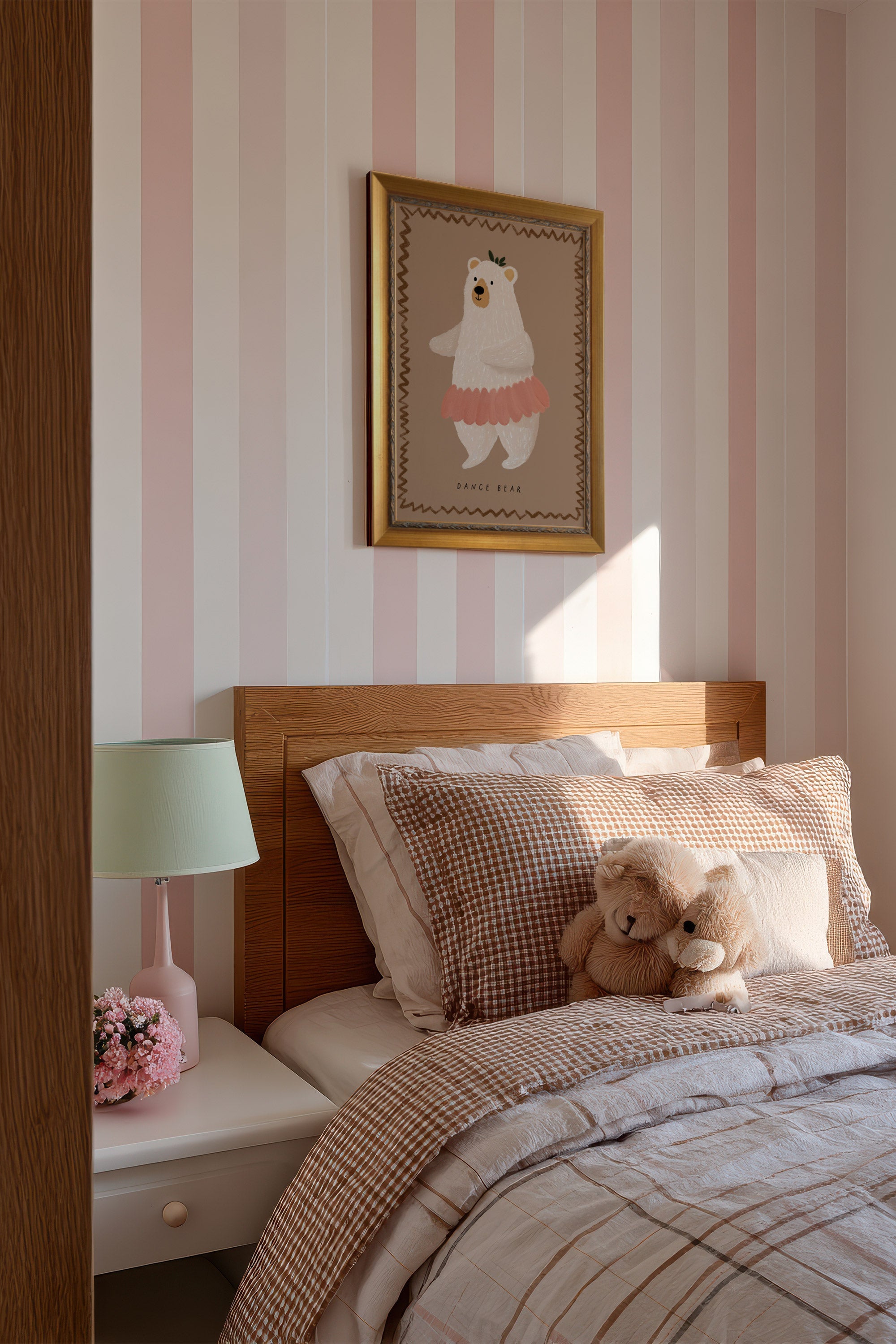 OURS DANSEUR, Oeuvre sur toile rigide, encadré Vintage Or