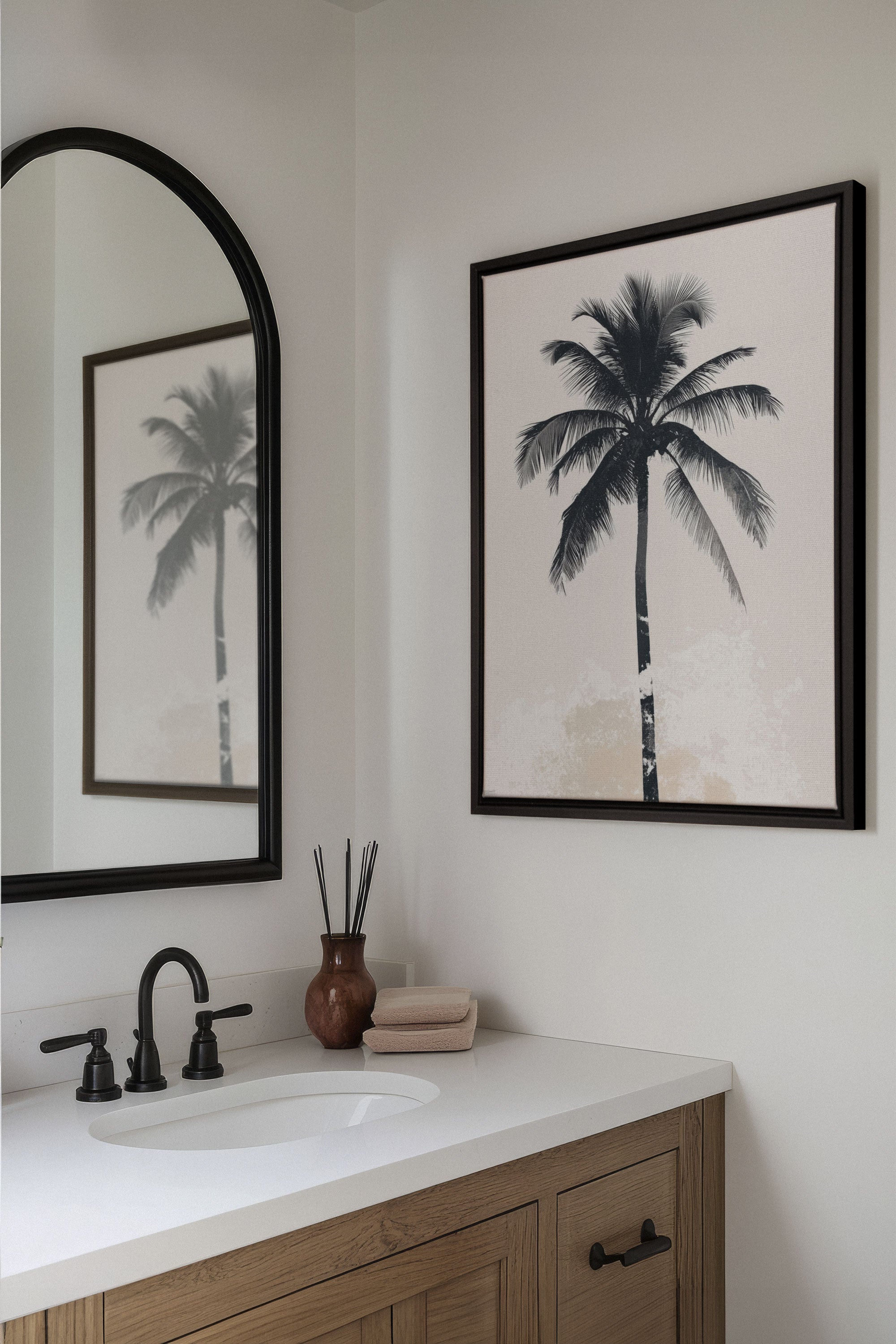 OLEKA CANVAS - PALM BLISS, Oeuvre sur toile étirée, encadré Noir