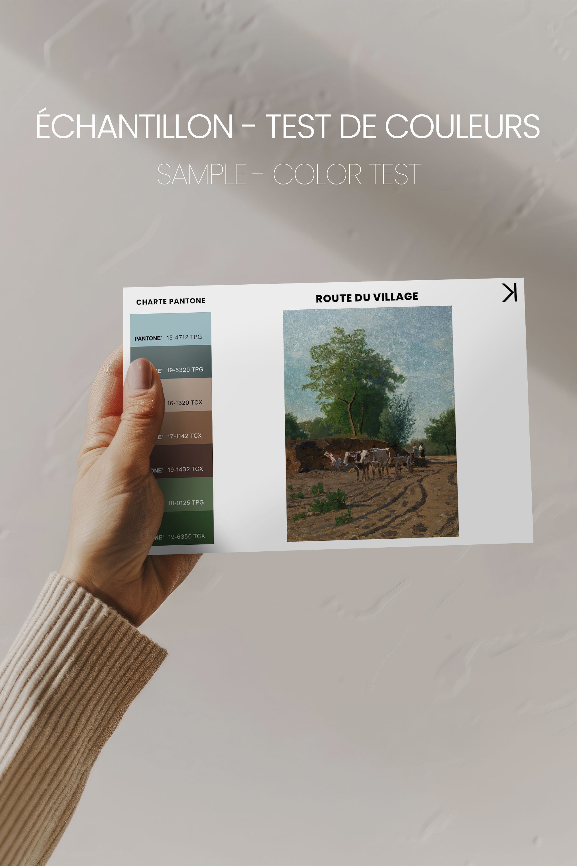 OLEKA CANVAS - ROUTE DU VILLAGE, Oeuvre sur toile étirée, encadré Blanc