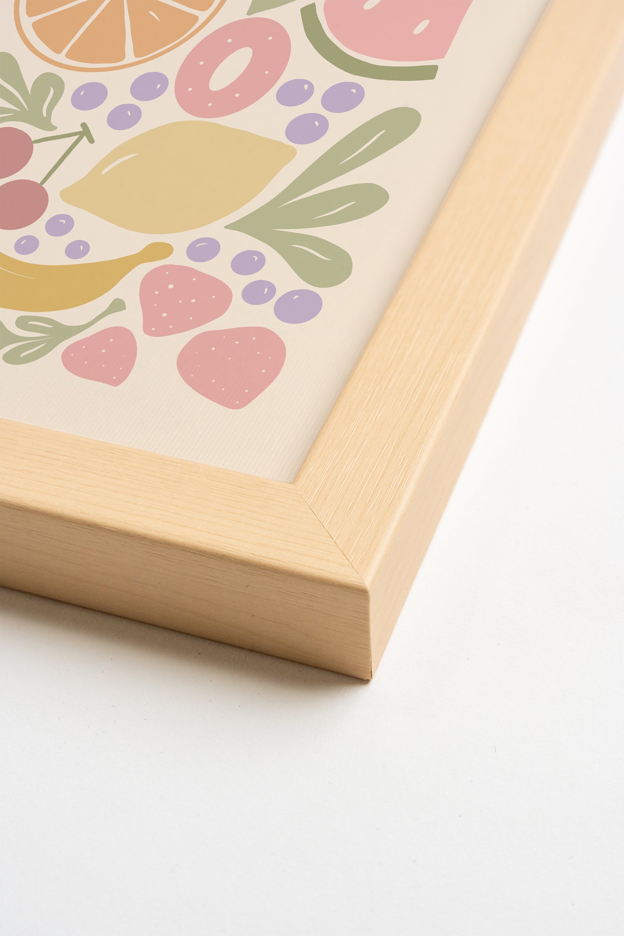 FRUITS PASTEL, Oeuvre sur toile rigide, encadré Naturel Clair