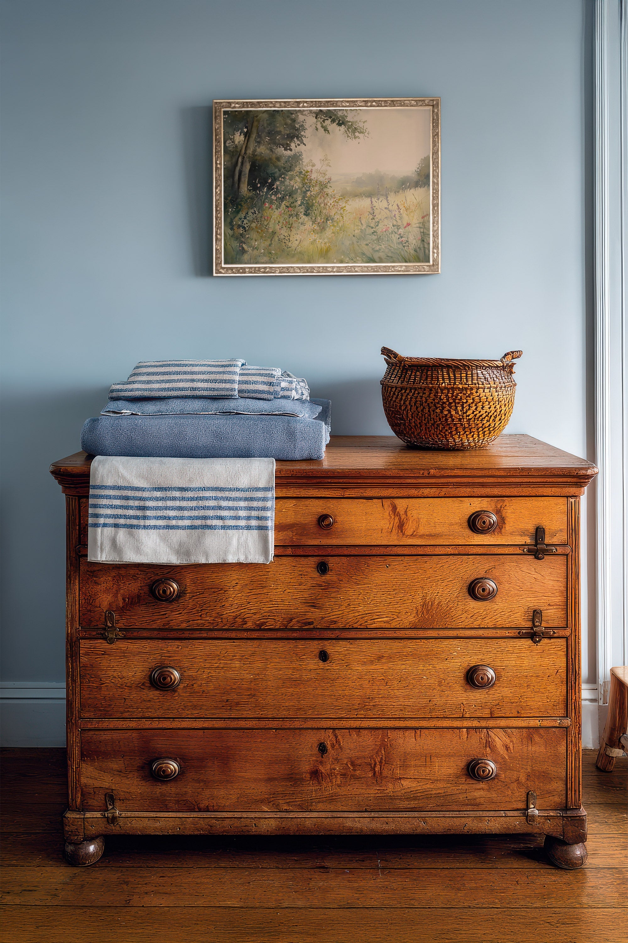 CLAIRIÈRE D’ÉTÉ, Artwork on rigid canvas, framed Vintage Silver