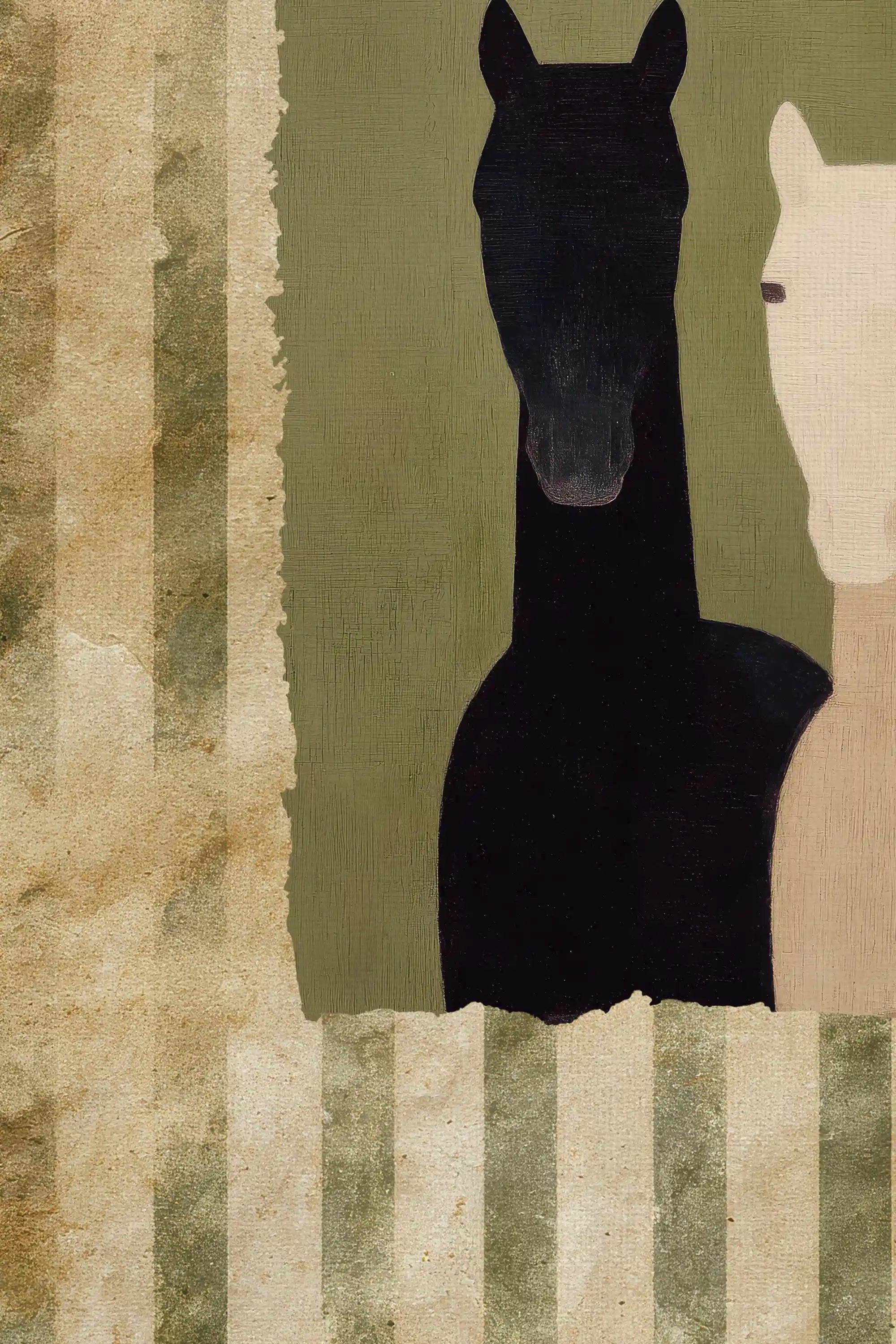 PASTURE GUARDIANS, Oeuvre sur toile rigide, encadré signature Atelier Dansereau