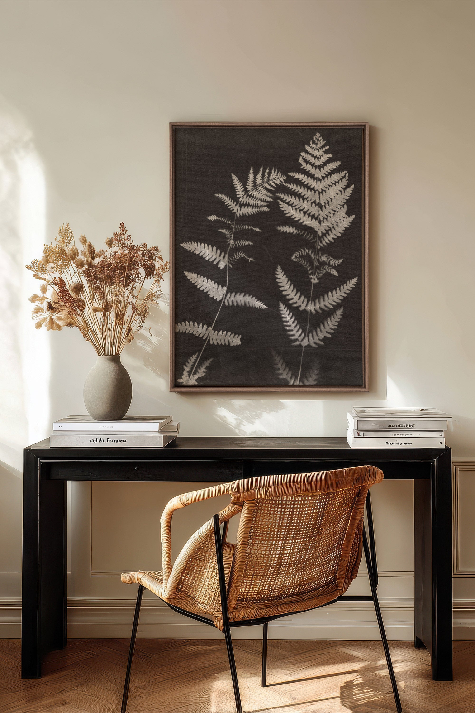 SOUFFLE FORESTIER, Work on stretched canvas, framed Oak Brown