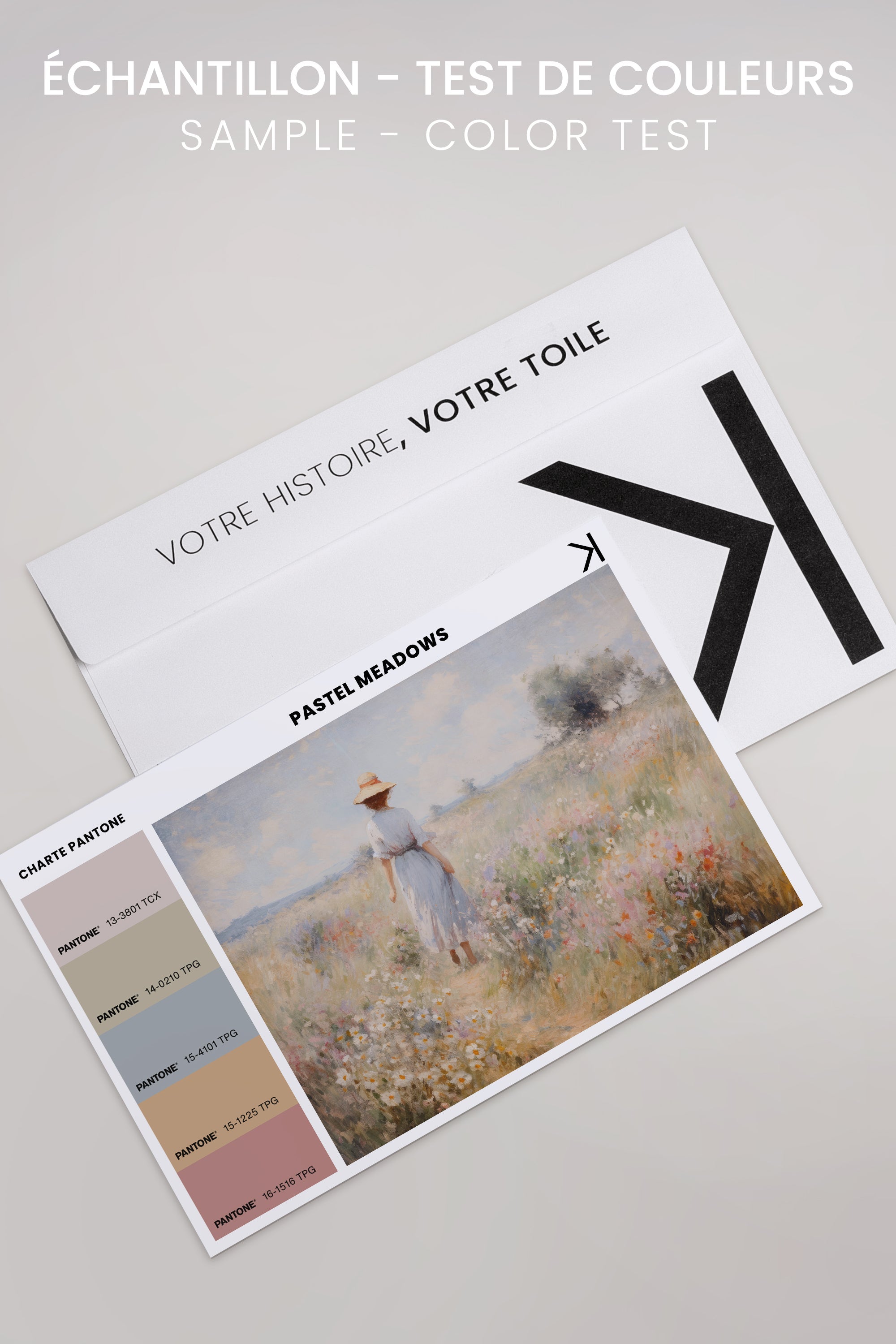 OLEKA CANVAS - Pastel Meadows, Oeuvre sur toile étirée, encadré Brun Chêne