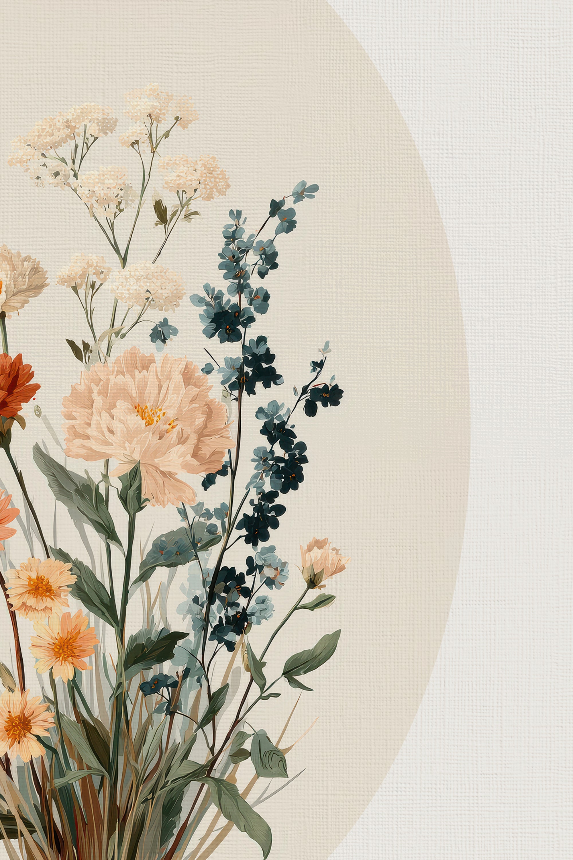 SOFT BLOOM, Artwork on rigid canvas, framed in Vintage Gold