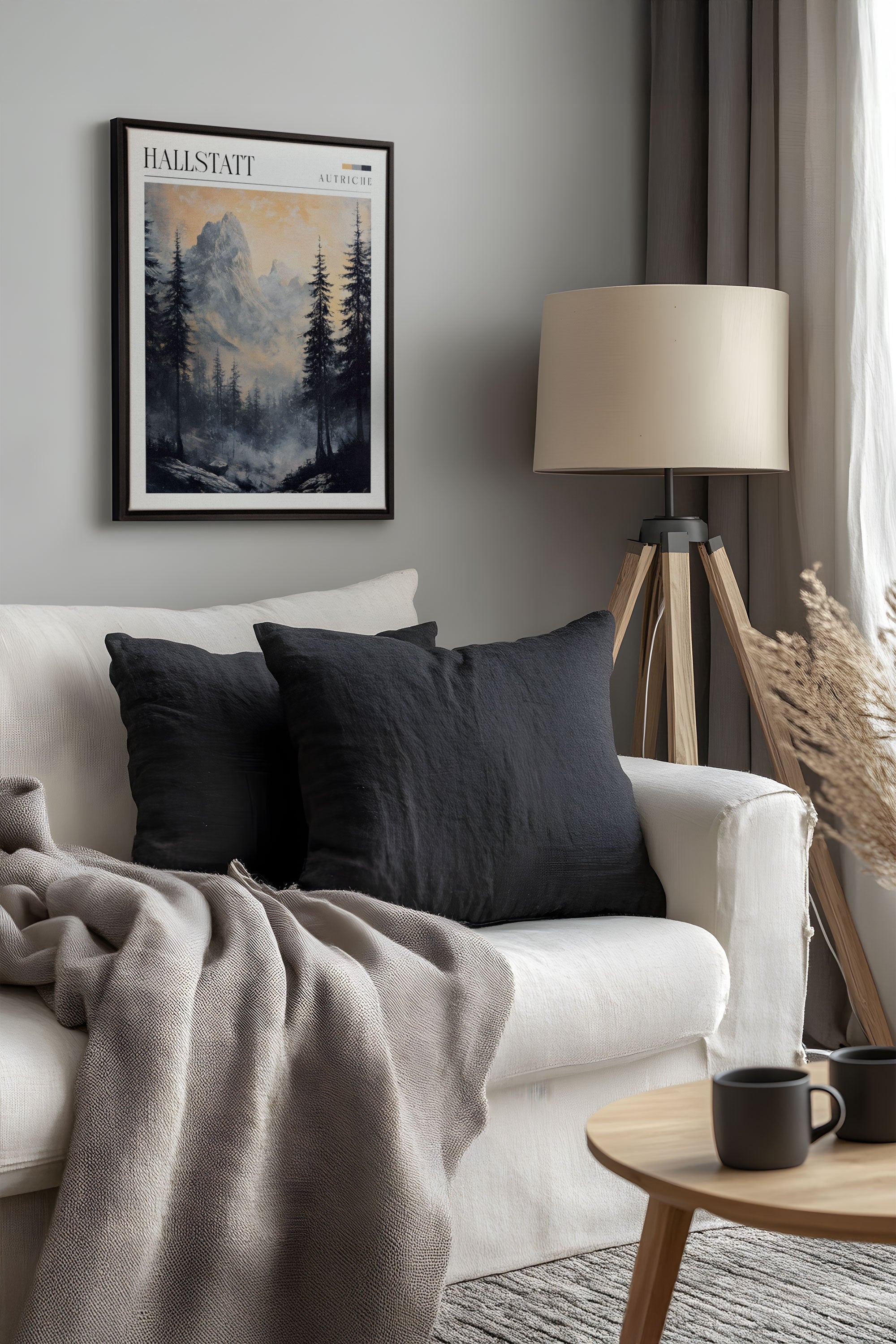 OLEKA CANVAS - HALLSTATT, Oeuvre sur toile étirée, encadré Noir