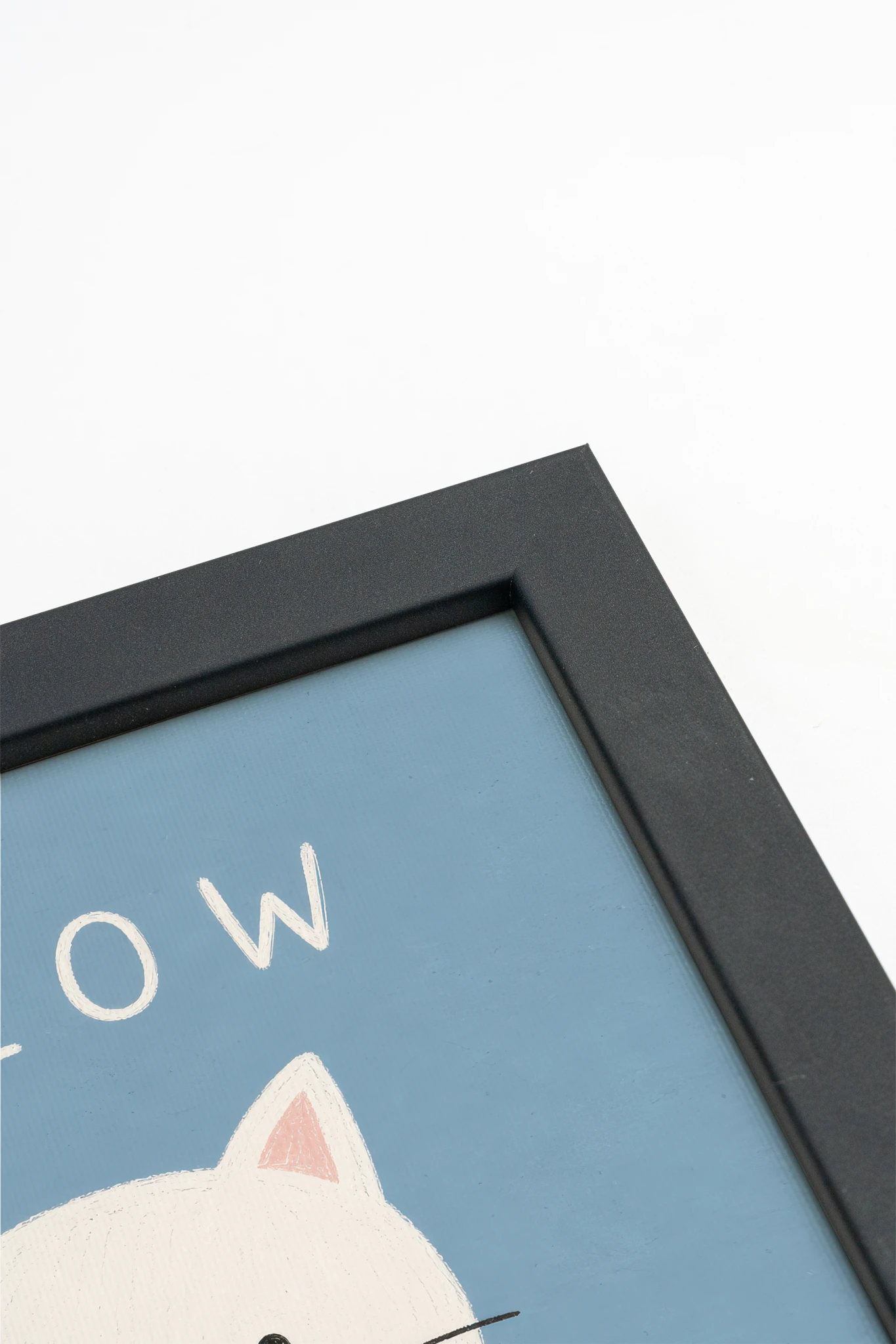 MEOW, Oeuvre sur toile rigide, encadré Noir