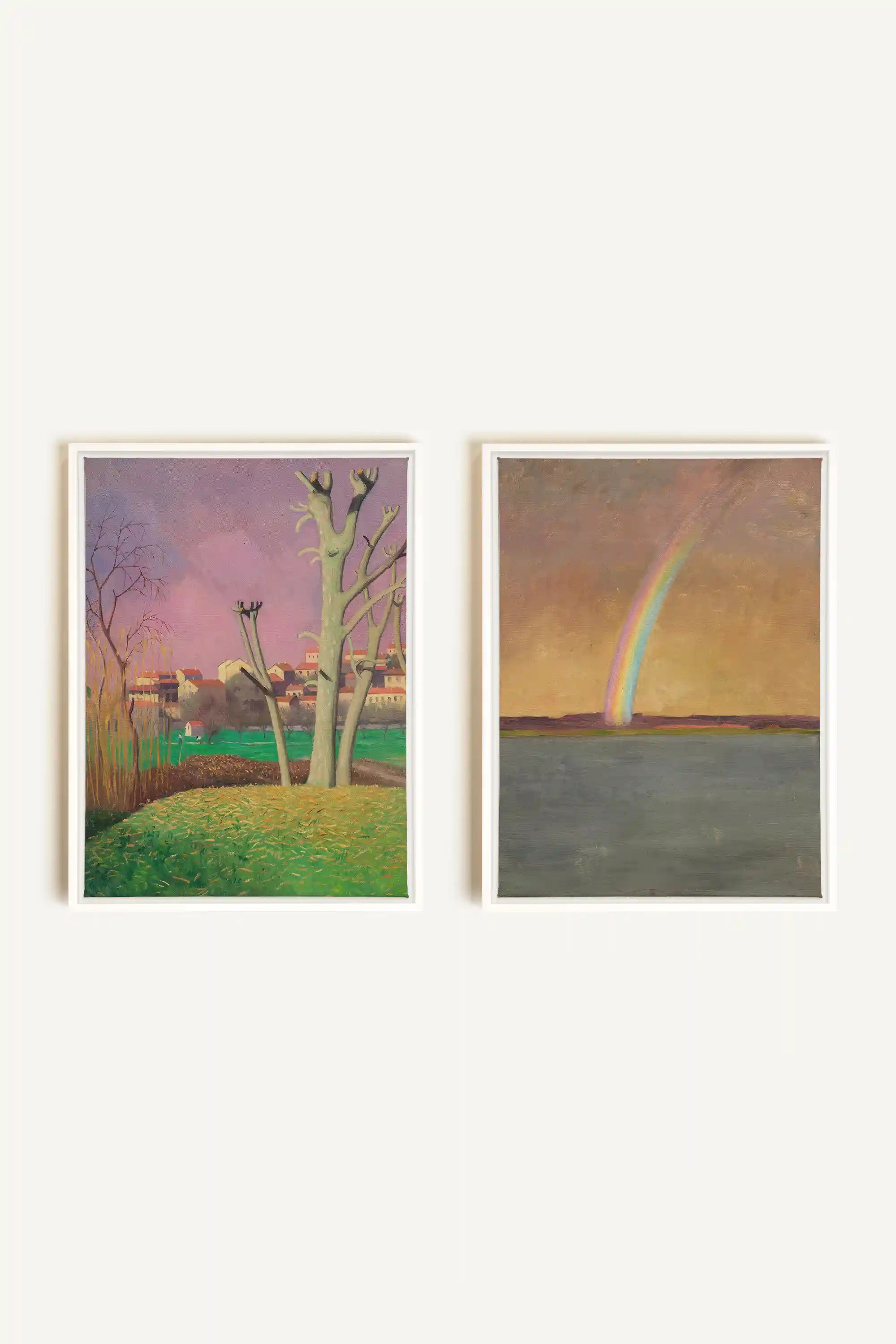 BOUND BY LIGHT DUO, 2 Works on stretched canvas, framed White