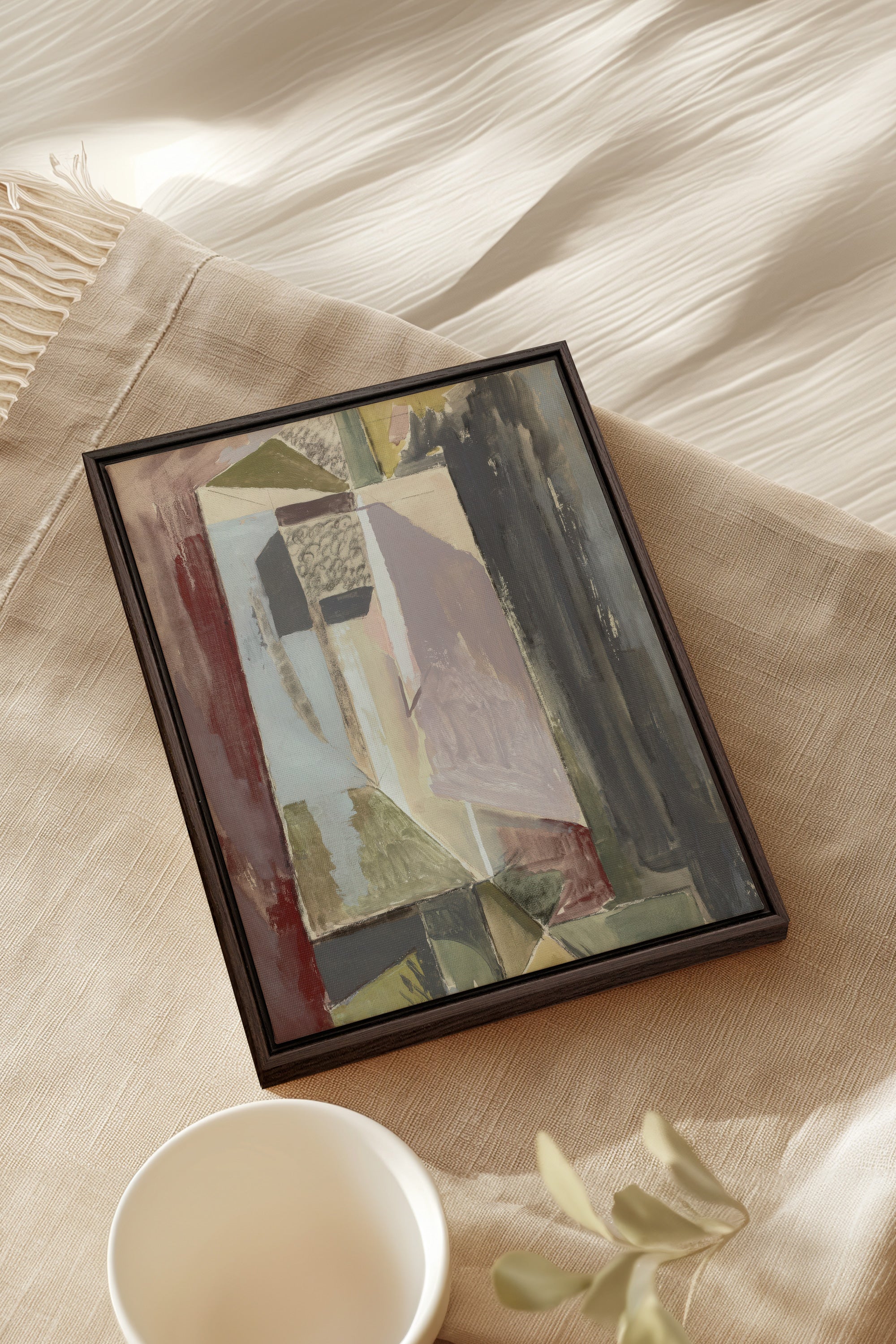 WINTER FRAGMENTS, Oeuvre sur toile étirée, encadré Brun Noyer