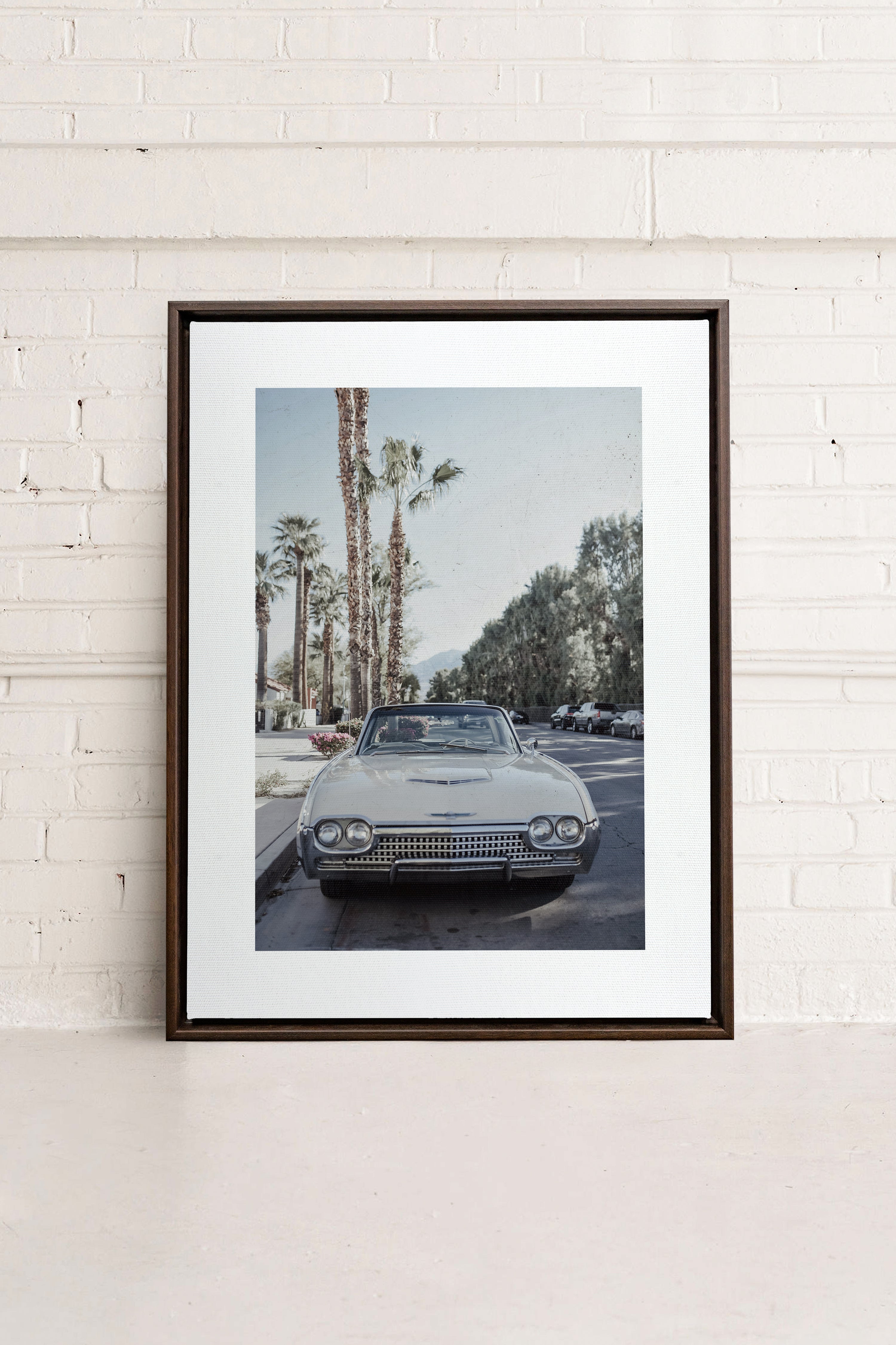 OLEKA CANVAS - CLASSIC PALM RIDE, Oeuvre sur toile étirée, encadré Brun Noyer