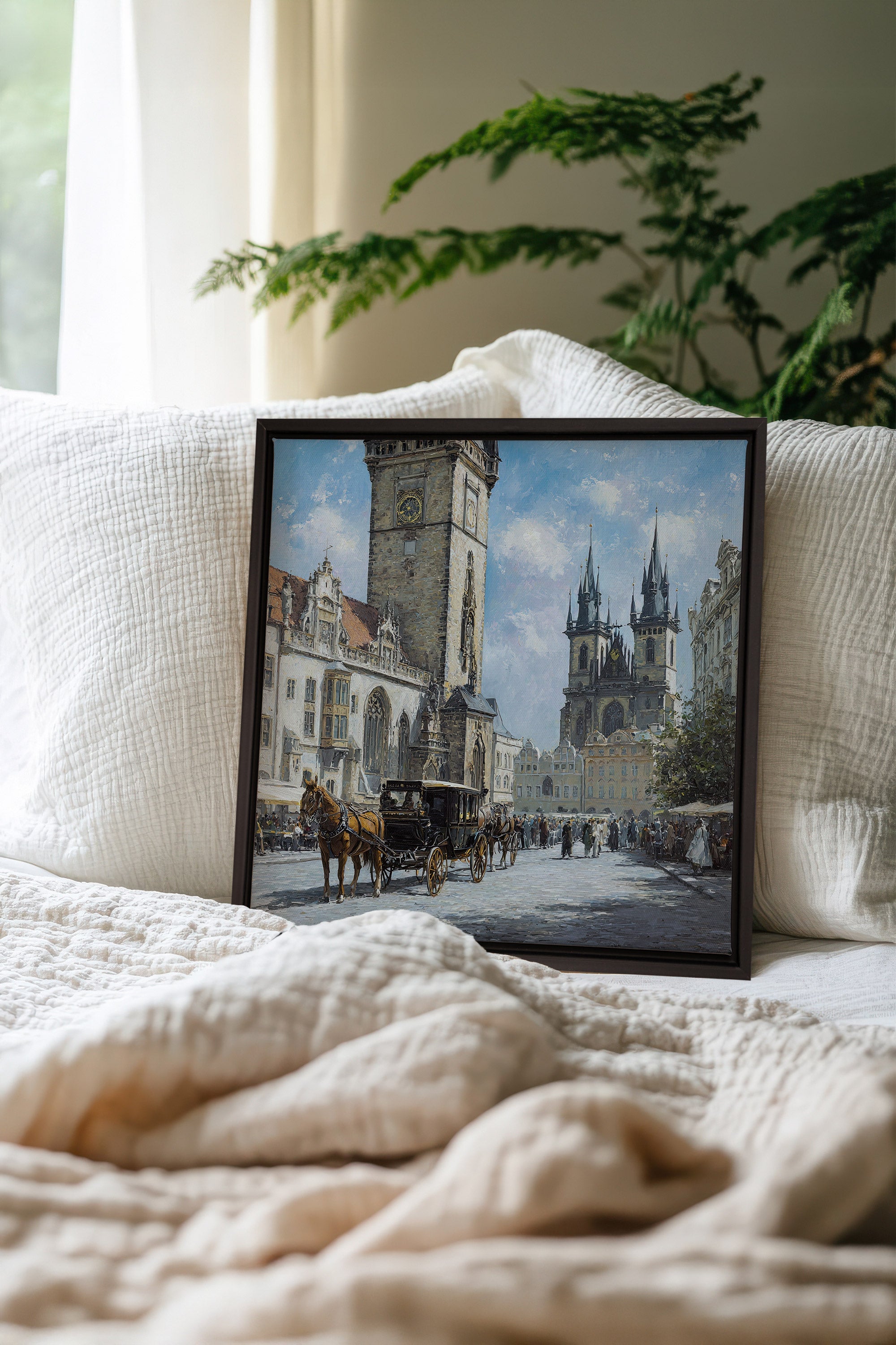 OLEKA CANVAS - PLACE DU TEMPS, Oeuvre sur toile étirée, encadré Noir