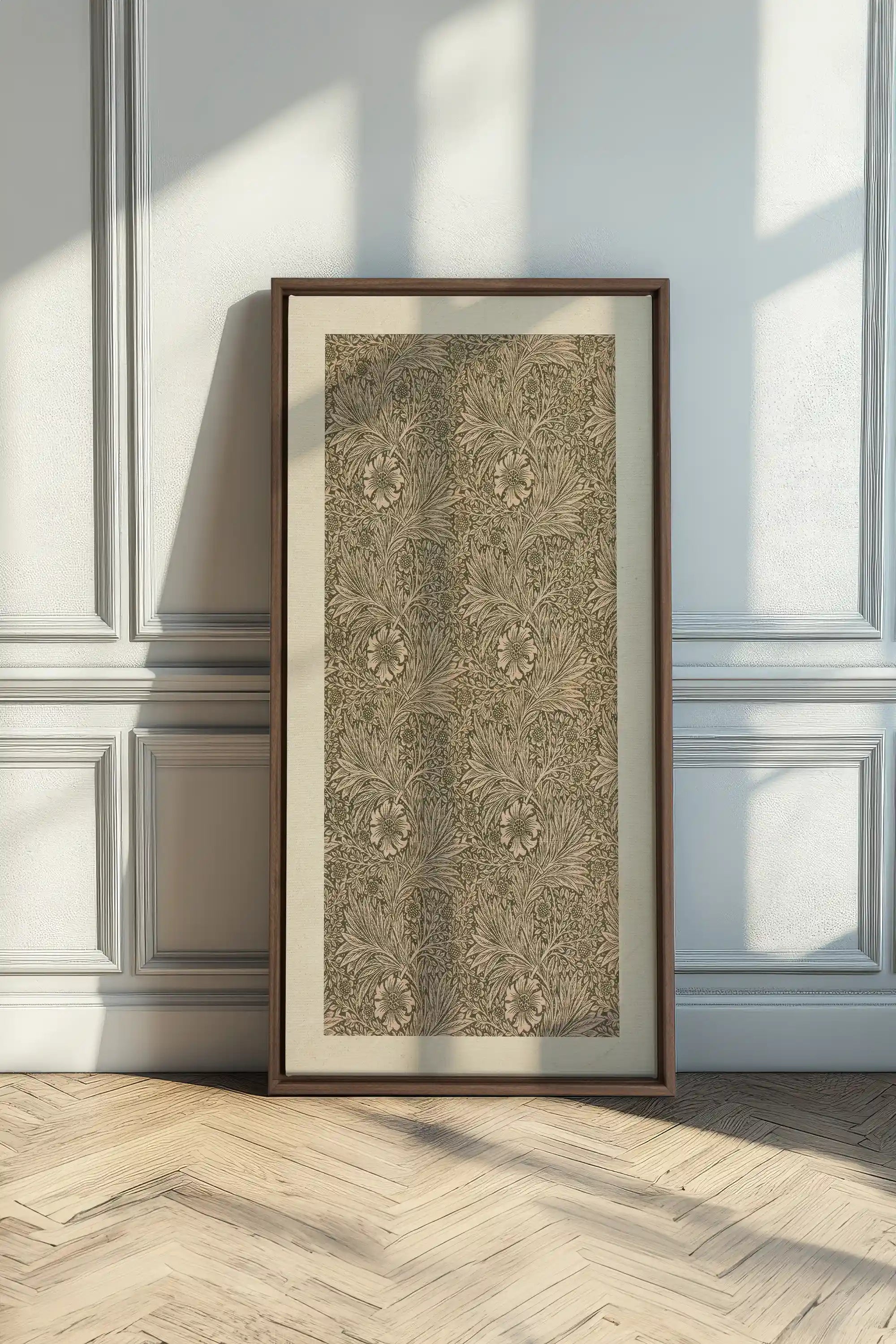 JARDIN GRAVÉ, Oeuvre sur toile étirée, encadré Brun Chêne