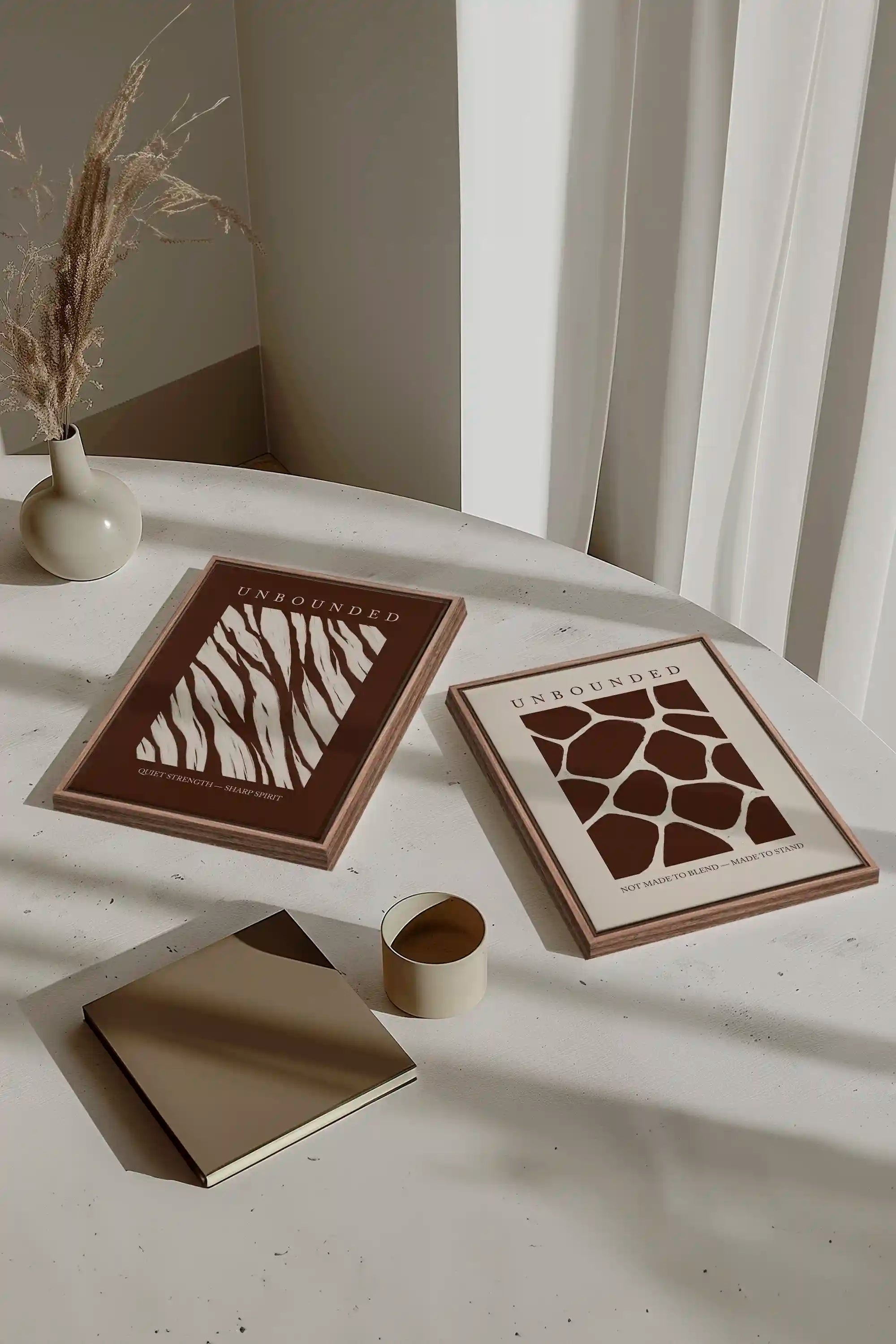 UNBOUNDED DUO, 2 Oeuvres sur toile étirée, encadré Brun Chêne