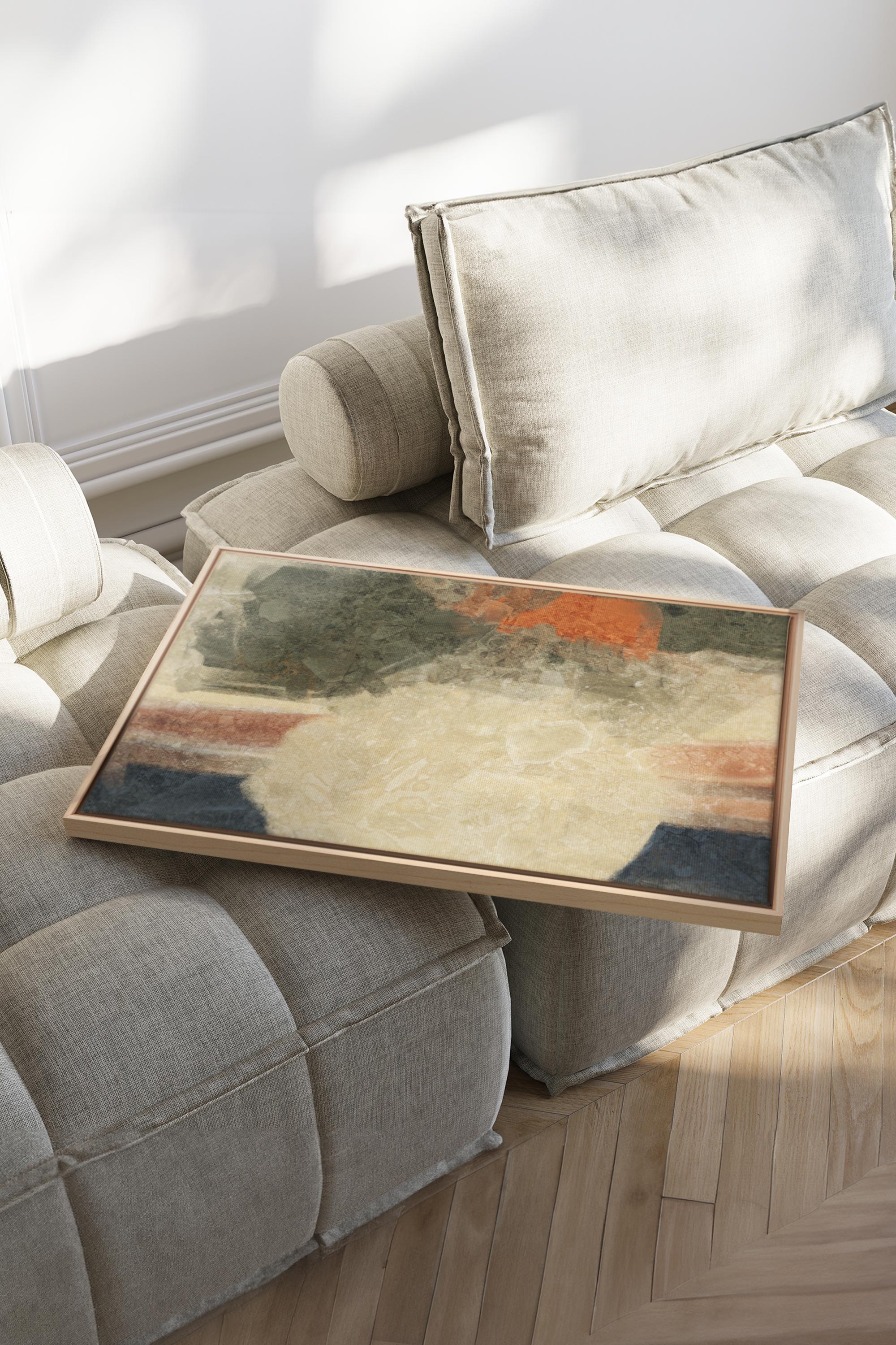 OLEKA CANVAS - ORGANIQUE, Oeuvre sur toile étirée, encadré Naturel Clair