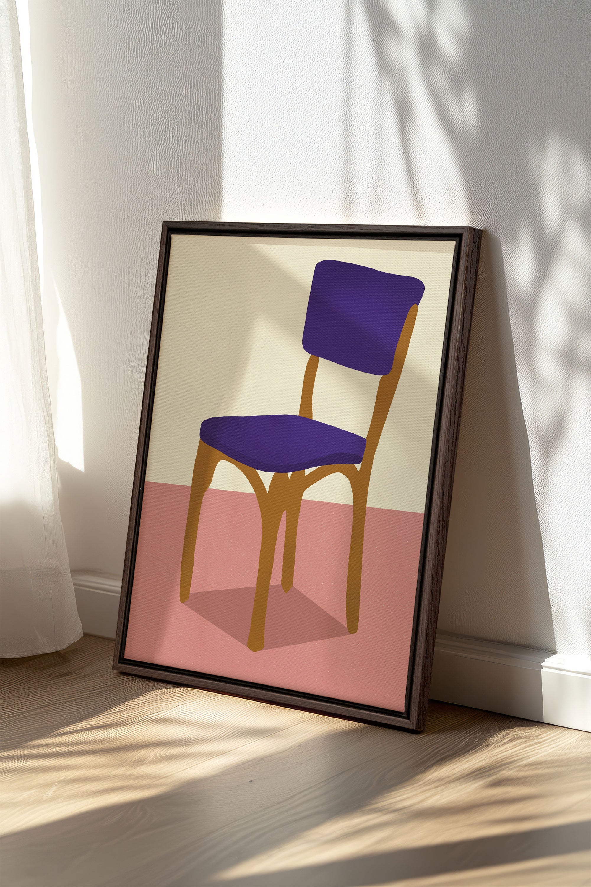 OLEKA CANVAS - MIDNIGHT CHAIR, Oeuvre sur toile étirée, encadré Brun Noyer