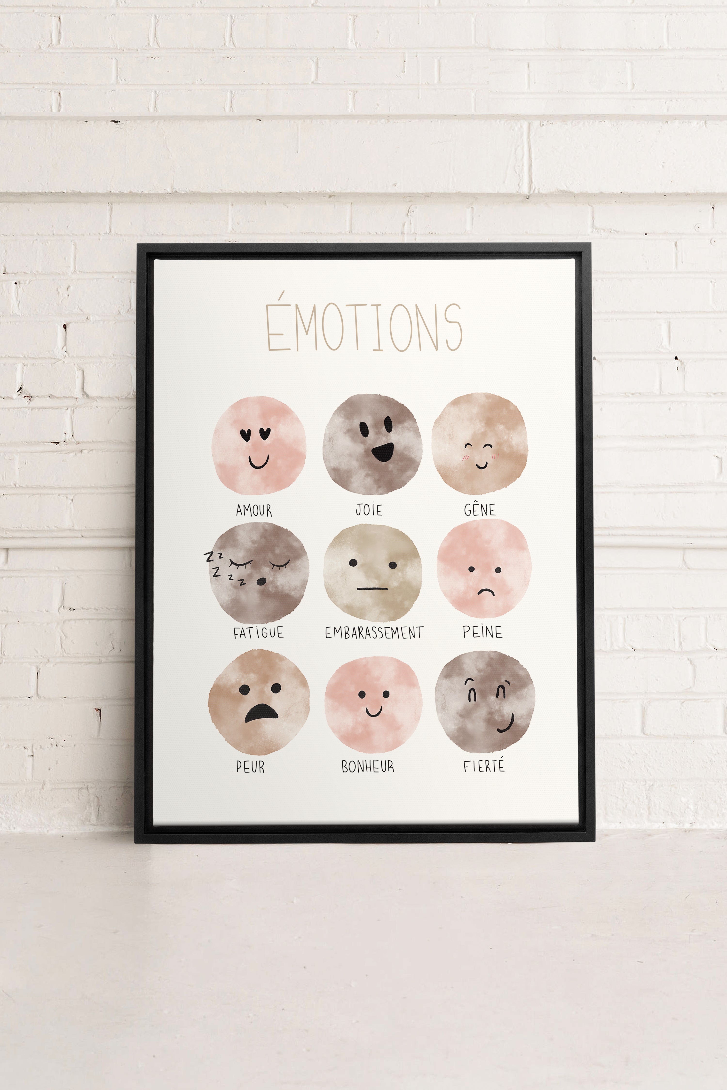 OLEKA CANVAS - ÉMOTIONS, Oeuvre sur toile étirée, encadré Noir