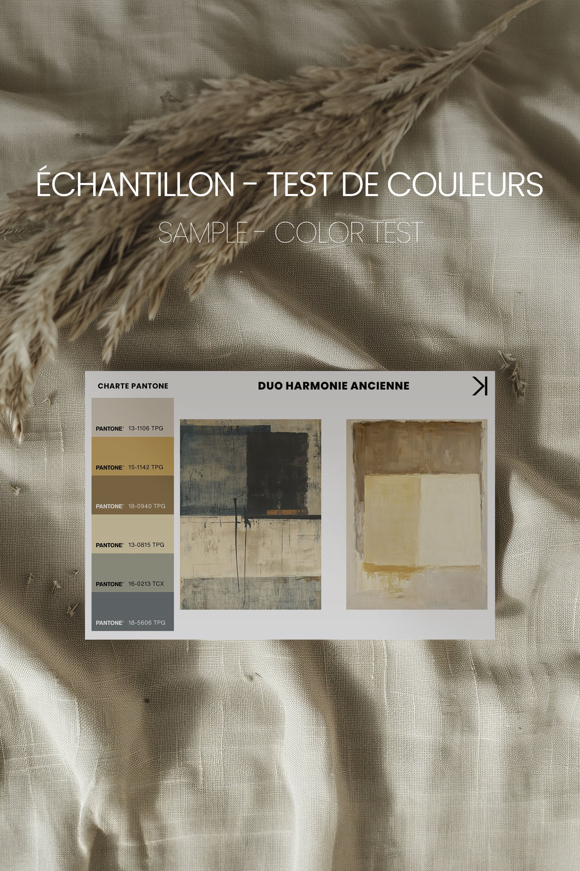 OLEKA CANVAS - DUO HARMONIE ANCIENNE, 2 Oeuvres sur toile étirée, encadré Brun Noyer