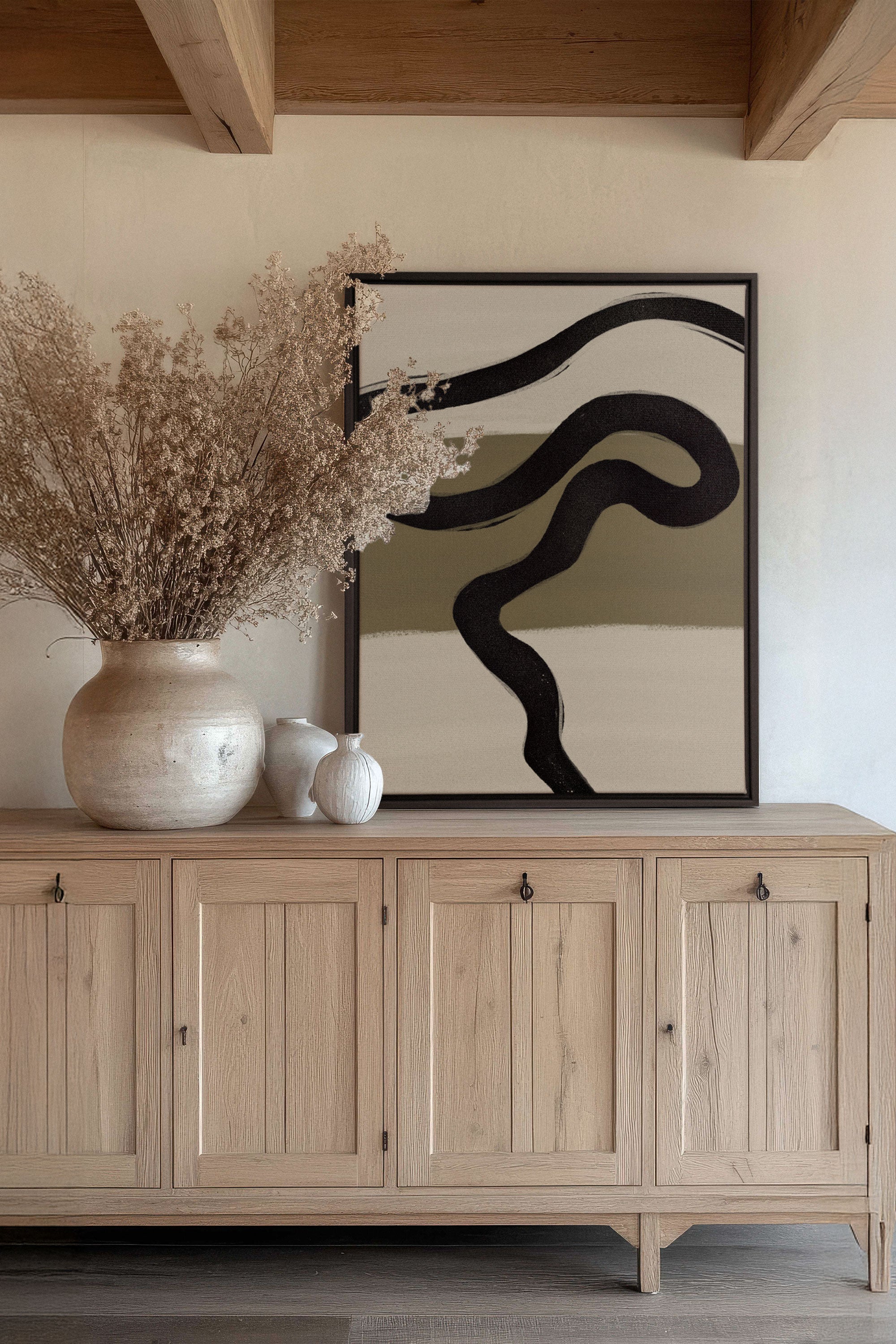 OLEKA CANVAS - TRACE OF TIME, Oeuvre sur toile étirée, encadré Noir