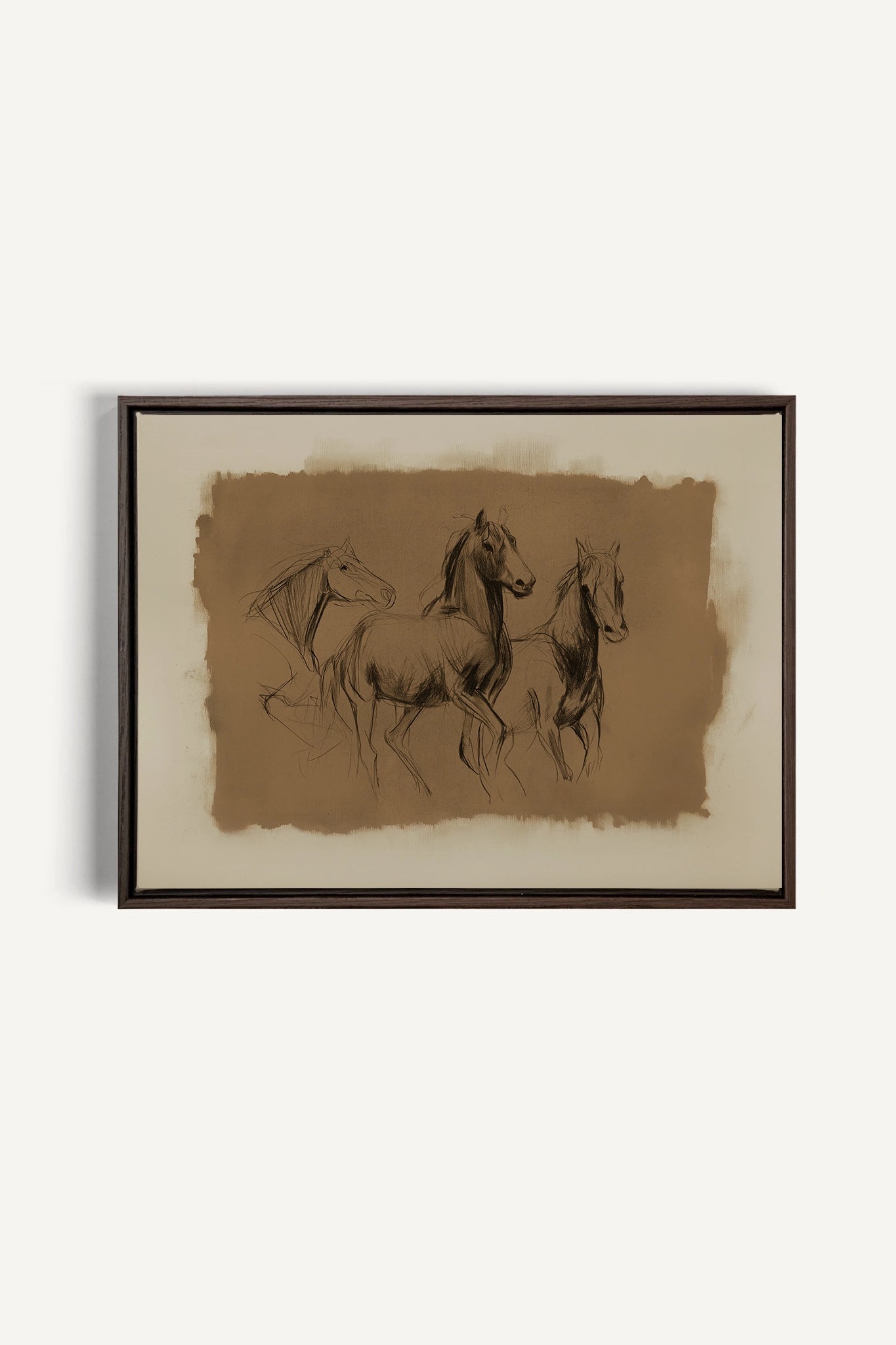 ETUDE EQUESTRE, Artwork on stretched canvas, Walnut Brown frame