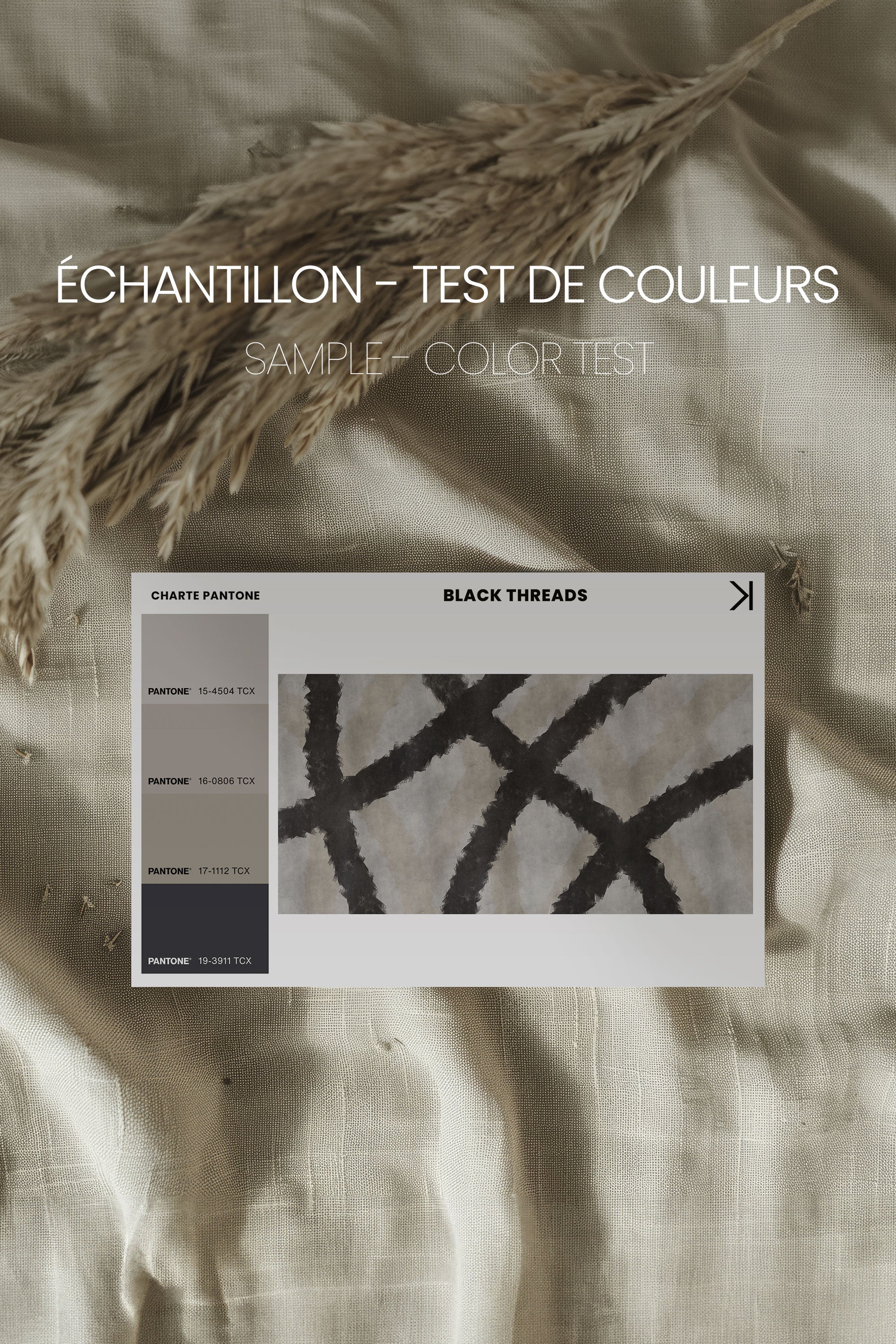 OLEKA CANVAS - BLACK THREADS, Oeuvre sur toile étirée, encadré Naturel Clair