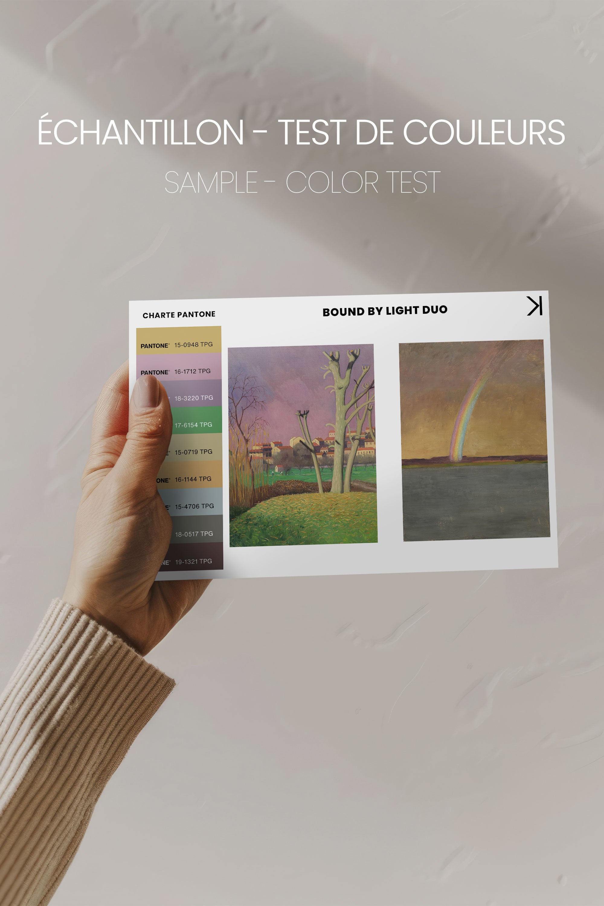 BOUND BY LIGHT, 2 Works on stretched canvas, framed Naturel Clair