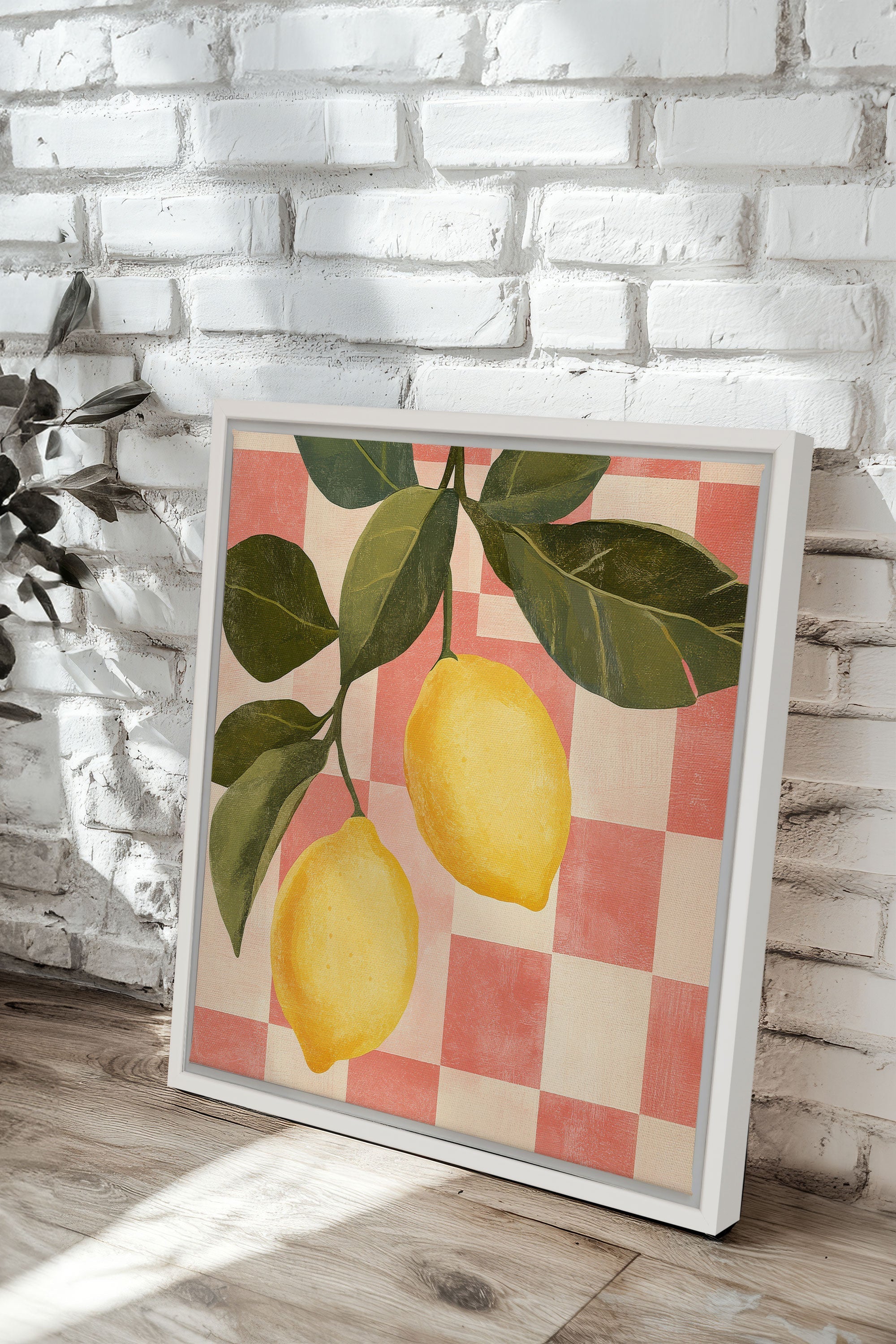 OLEKA CANVAS - CITRONNADE VINTAGE, Oeuvre sur toile étirée, encadré Blanc