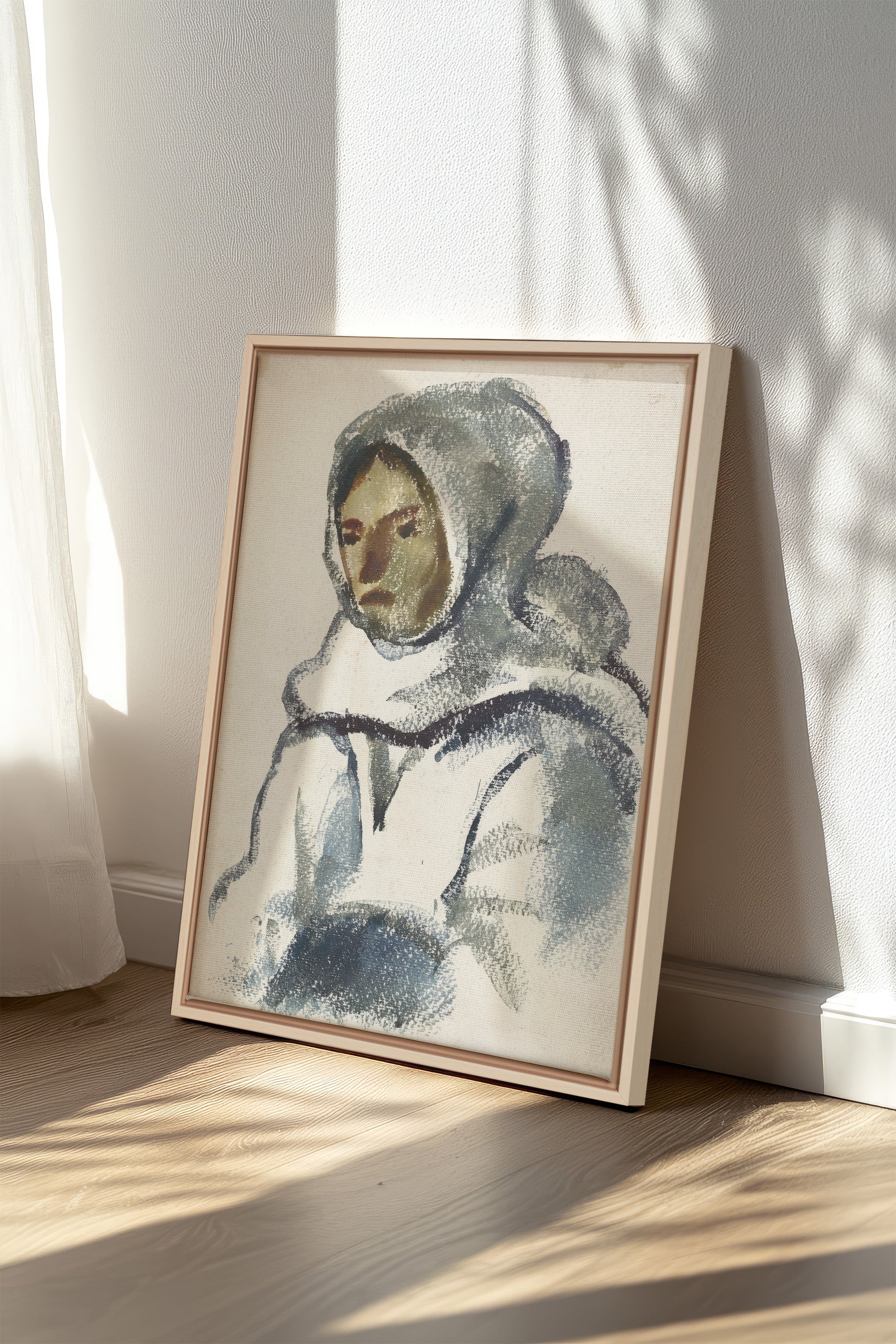 VISAGE DU FROID, Oeuvre sur toile étirée, encadré Naturel Clair