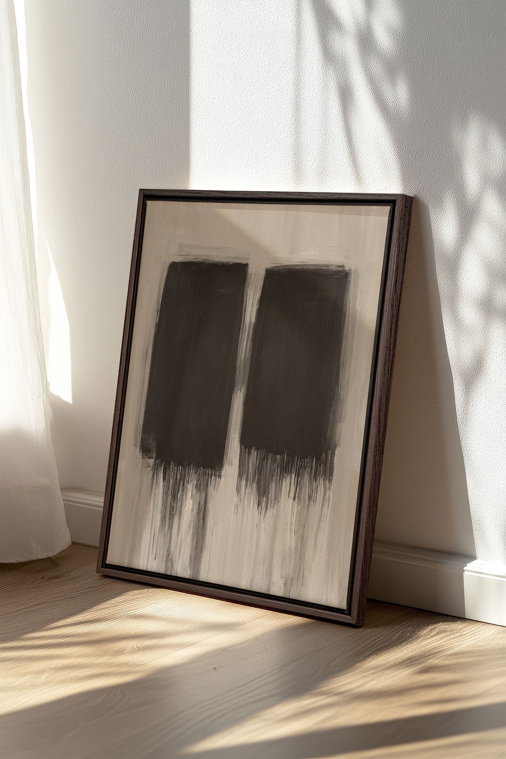 OLEKA CANVAS - FADING SHADOWS, Oeuvre sur toile étirée, encadré Brun Noyer