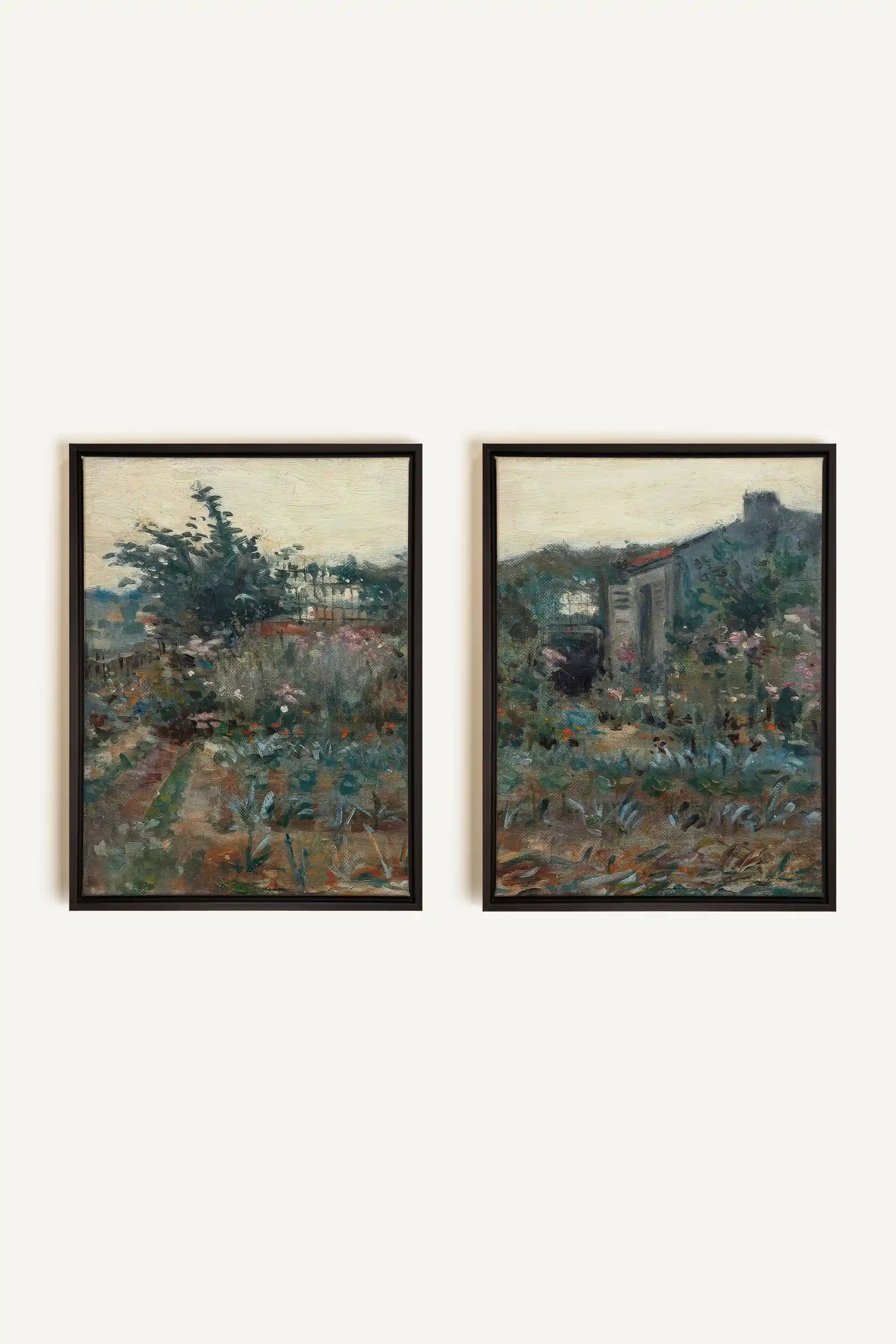 TIMELESS GARDEN DUO, 2 Oeuvres sur toile étirée, encadré Noir