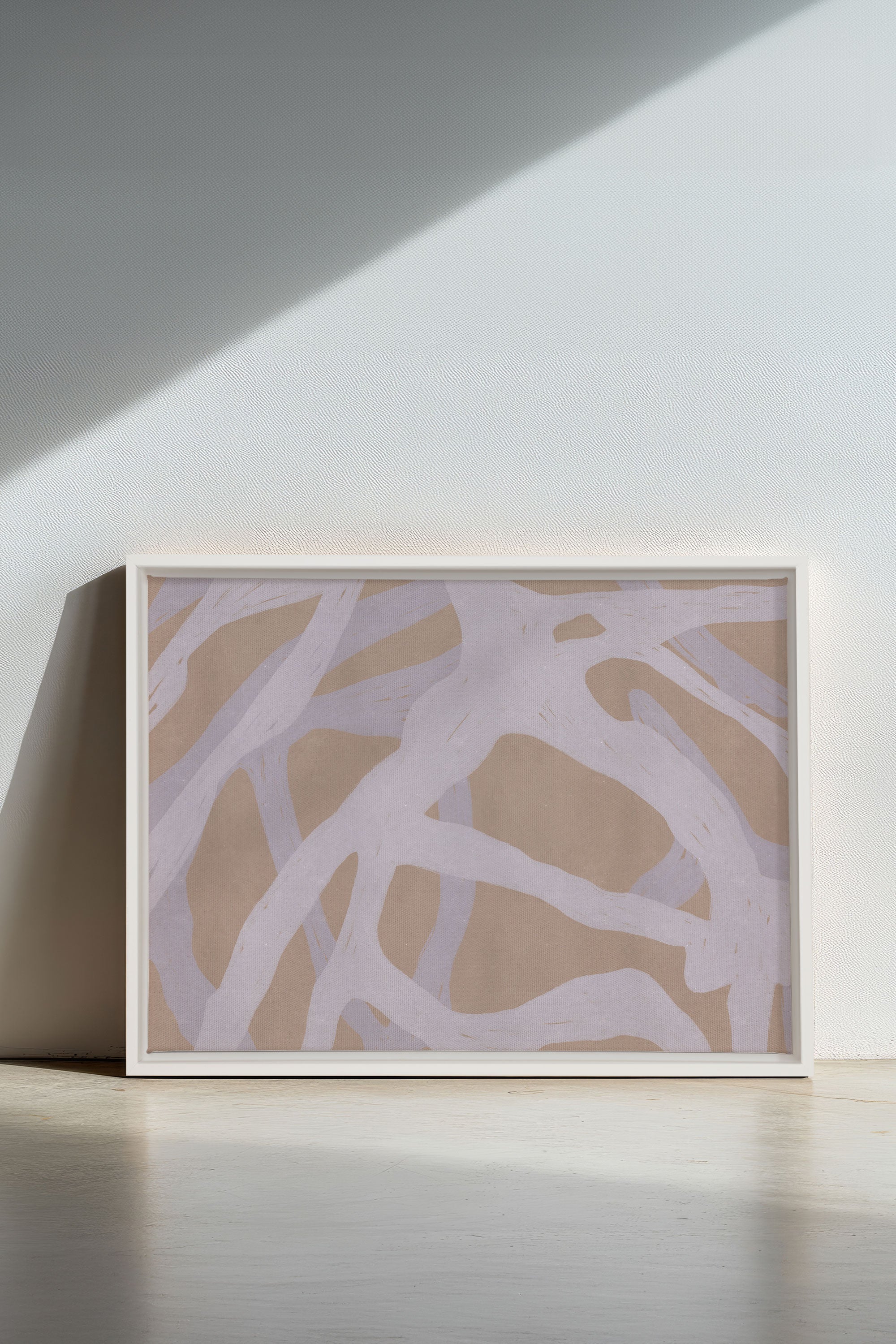 OLEKA CANVAS - TISSAGE NATUREL, Oeuvre sur toile étirée, encadré Blanc